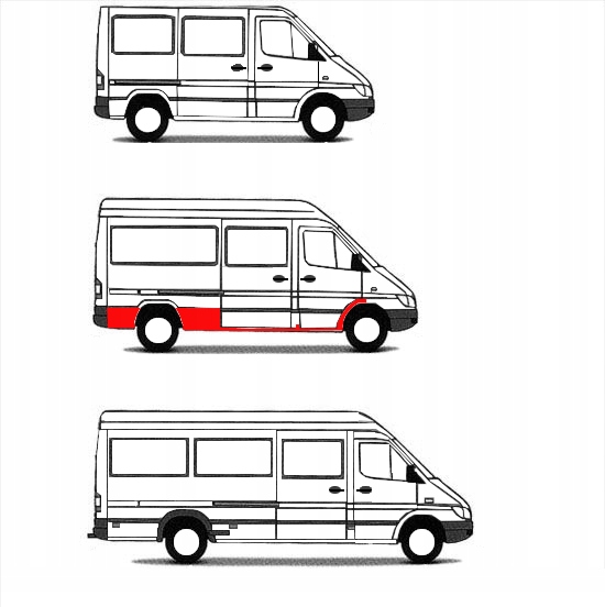 Próg / Progi / Zestaw progów MB Sprinter / VW LT 95 - 06 Średni Prawa str.