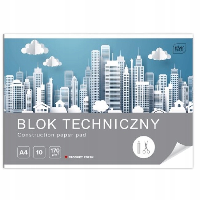 Blok Techniczny A4 170g Biały 10 Kartek Interdruk