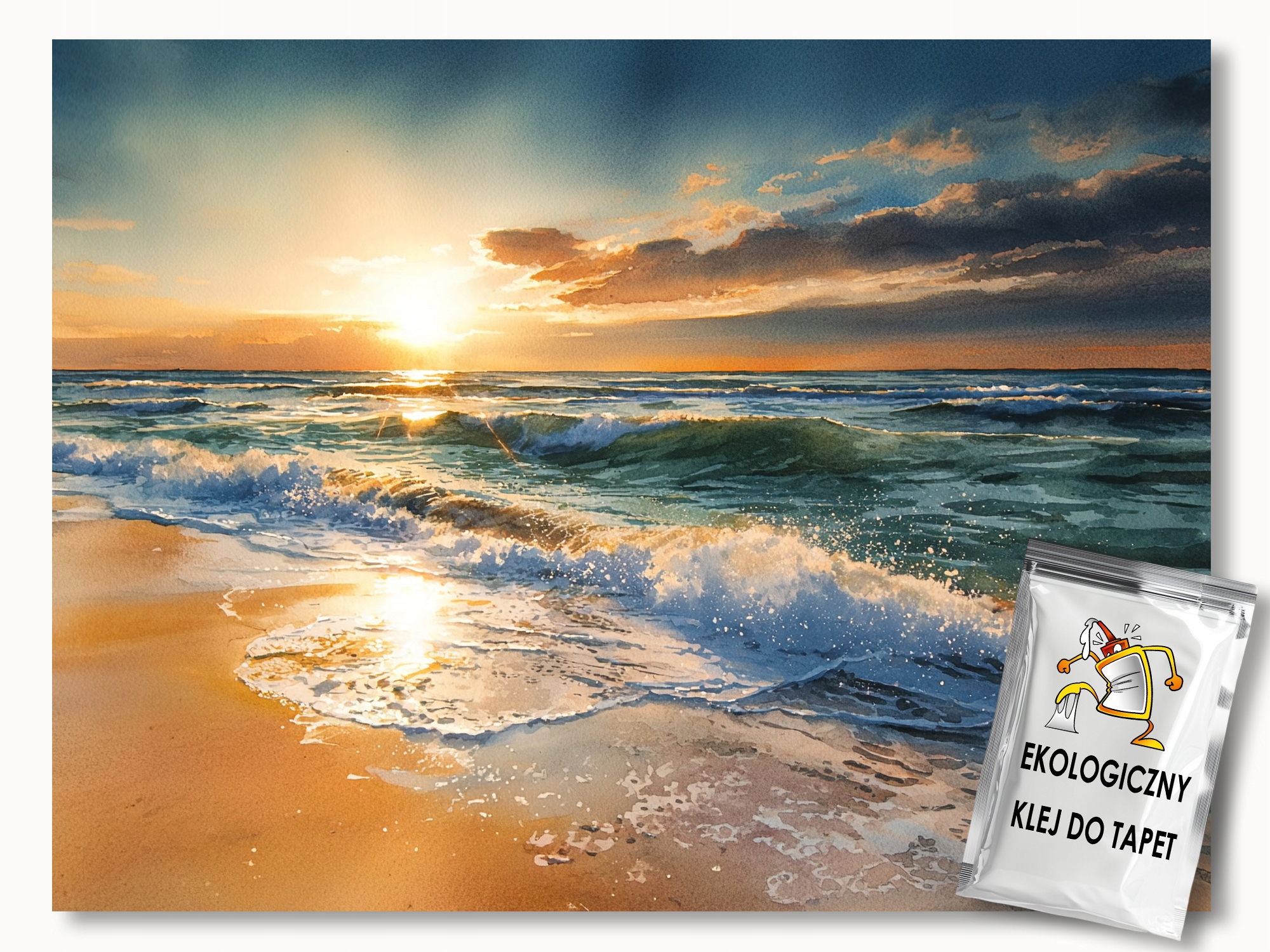 Fototapeta Flizelina Krajina Pláž Moře Vlny Mraky Slunce 254x184 lepidlo