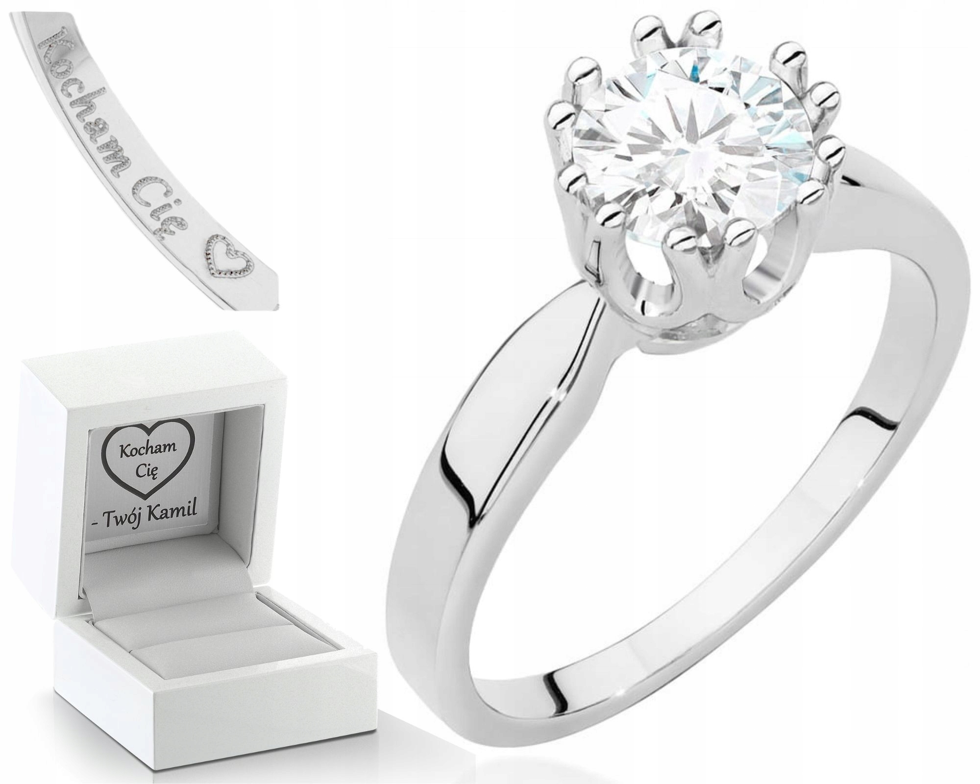 Bílé Zlato Prstýnek S Briliantem 585 Gravírování Bonus