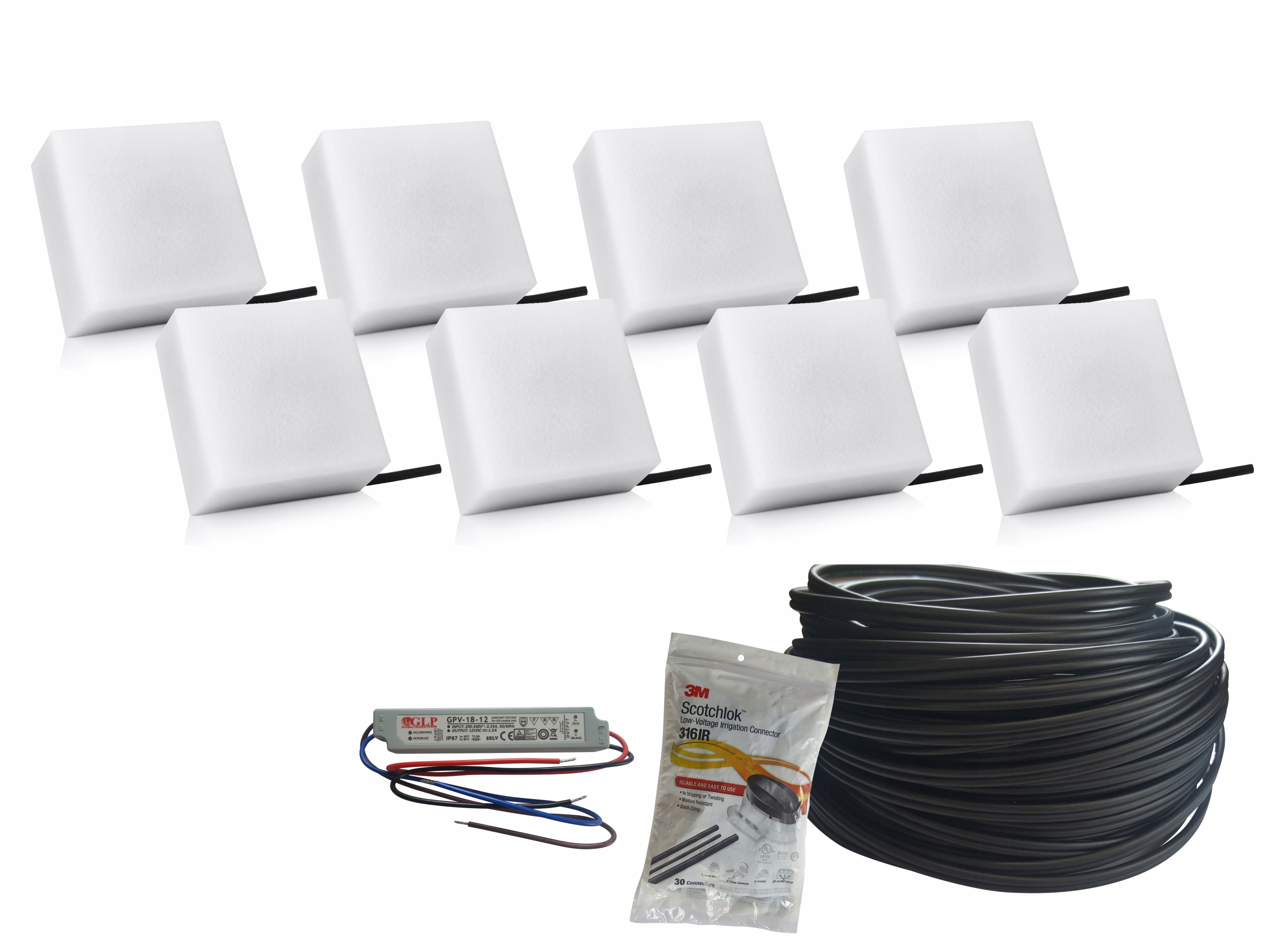 ZESTAW 8X ŚWIECĄCA KOSTKA BRUKOWA LED 14x14 KOLORY