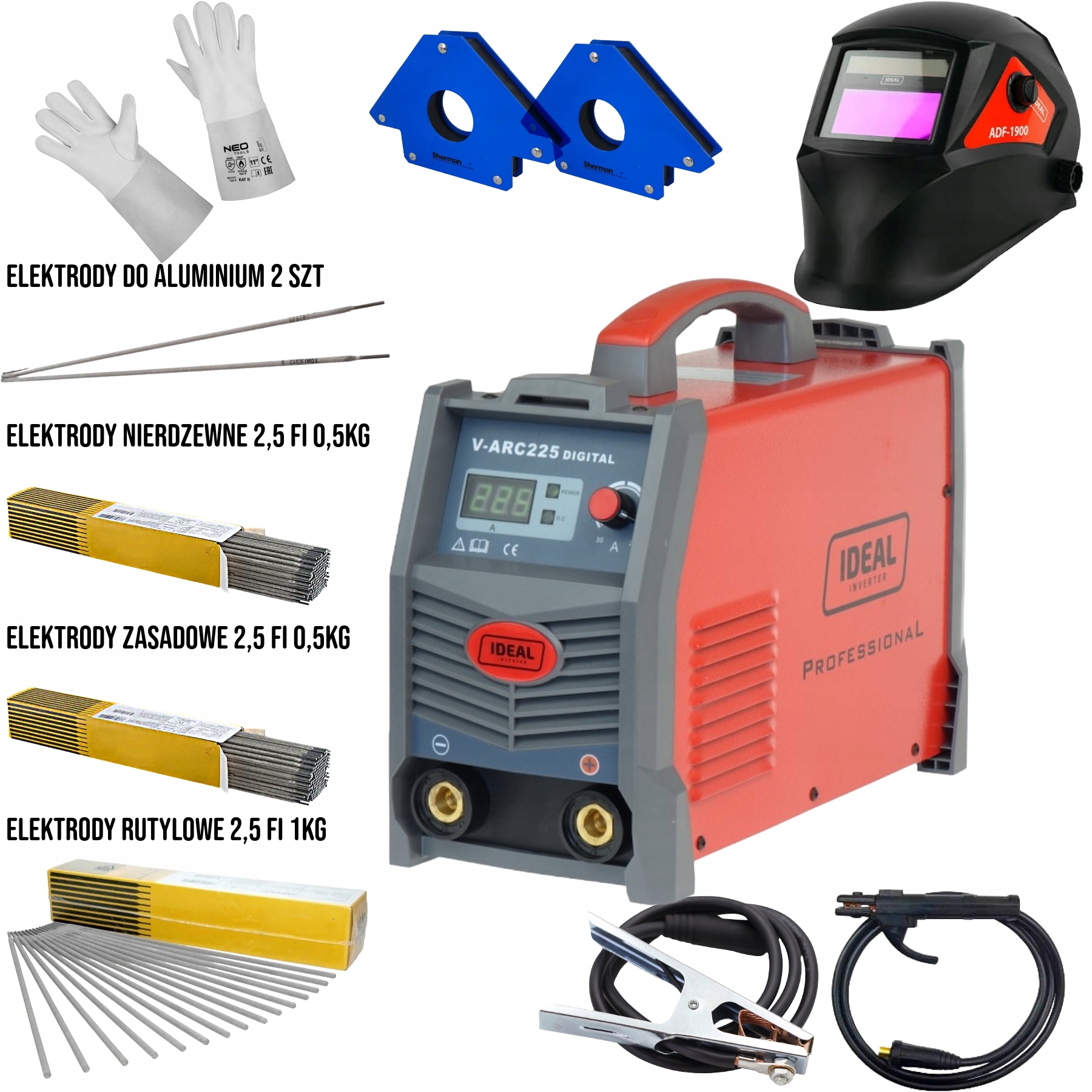 Spawarka inwertorowa V-arc 225 Digital Acx Ideal Mma Tig DC 225A- komplet