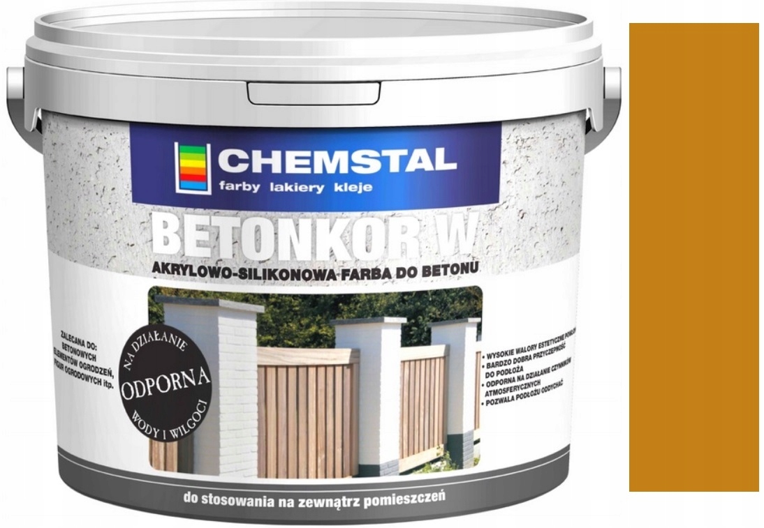 Chemstal Farba Do Betonu Ogrodzeń Betonkor W Akrylowo-silikonowa Żółty 5L