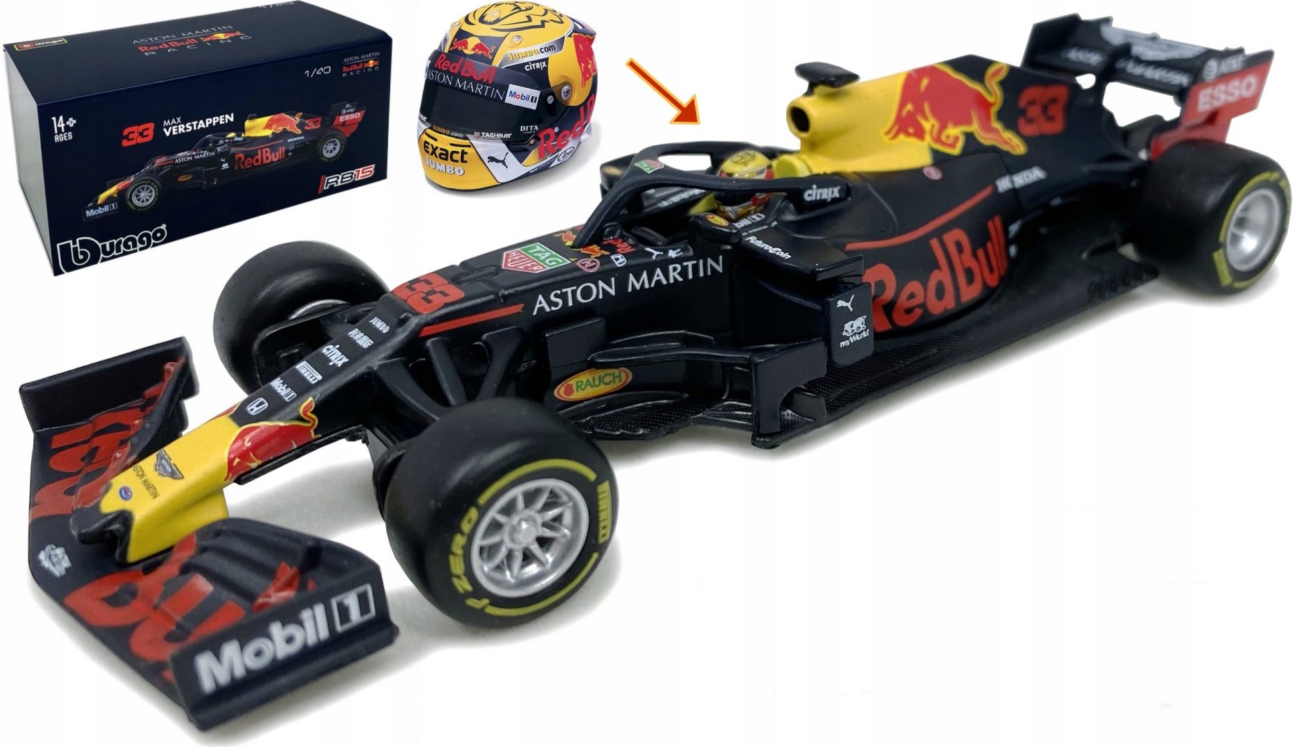 

RB15 F1 Red Bull 2019 Verstappen Kask BBurago 1:43