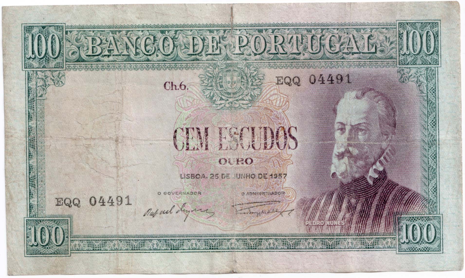 4.di.Portugalia, 100 Escudos 1957, P.159, St.3+