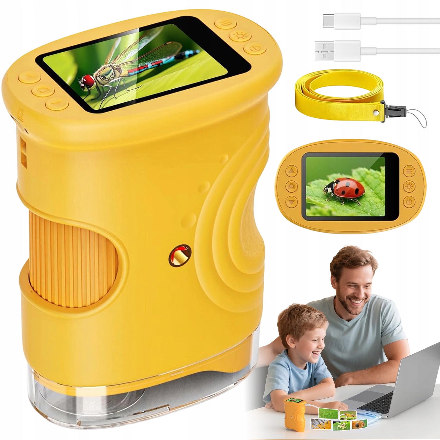 Dětský Mikroskop Sada 1000X 2MP 8LED Přenosný Vědecký Vzdělávací