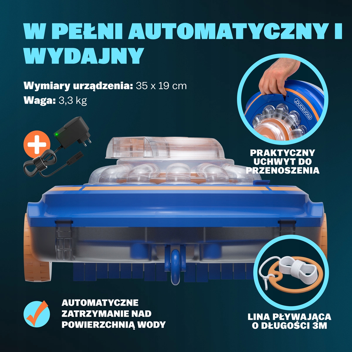 Odkurzacz do basenu bezprzewodowy robot basen Model Poolboy 600