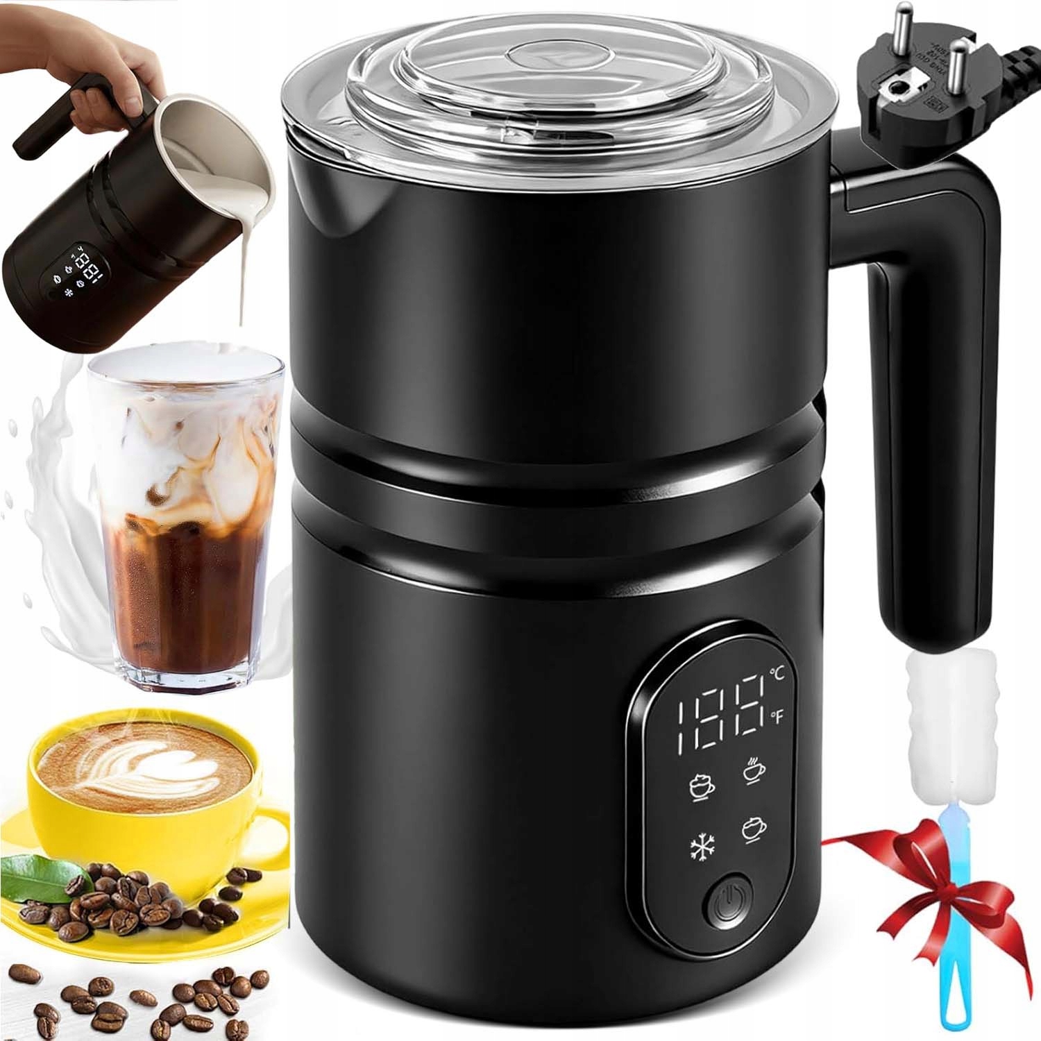 Elektrický Napeňovač Mlieka Na Kávu, Ovládanie Jedným Kliknutím, 4 Režimy, 350 ML