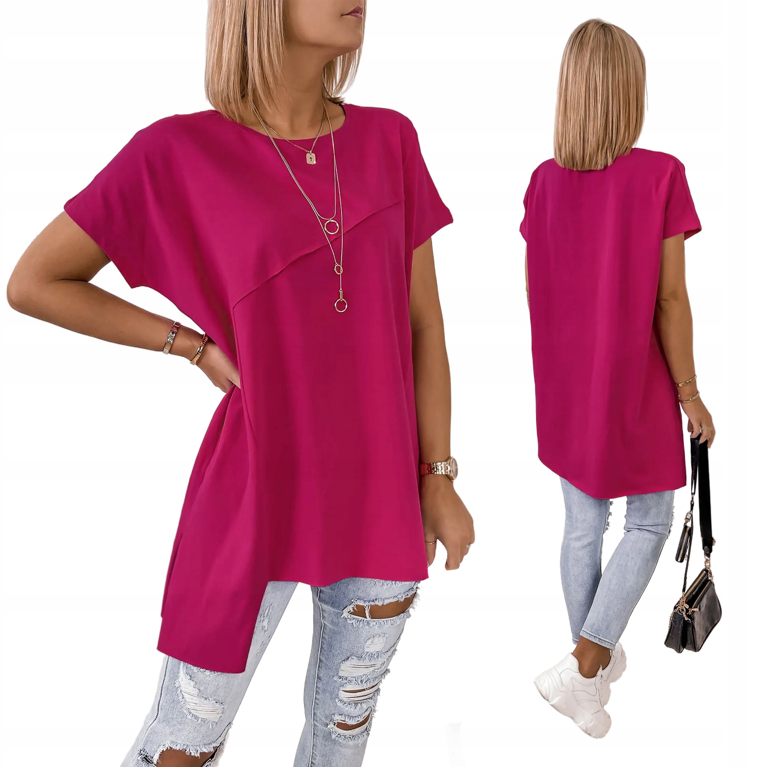 

Asymetryczna Bluzka Oltavia z Krótkim Rękawem Uni