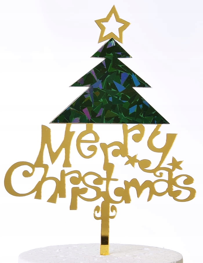 

Topper akrylowy Merry Christmas złoto zielony