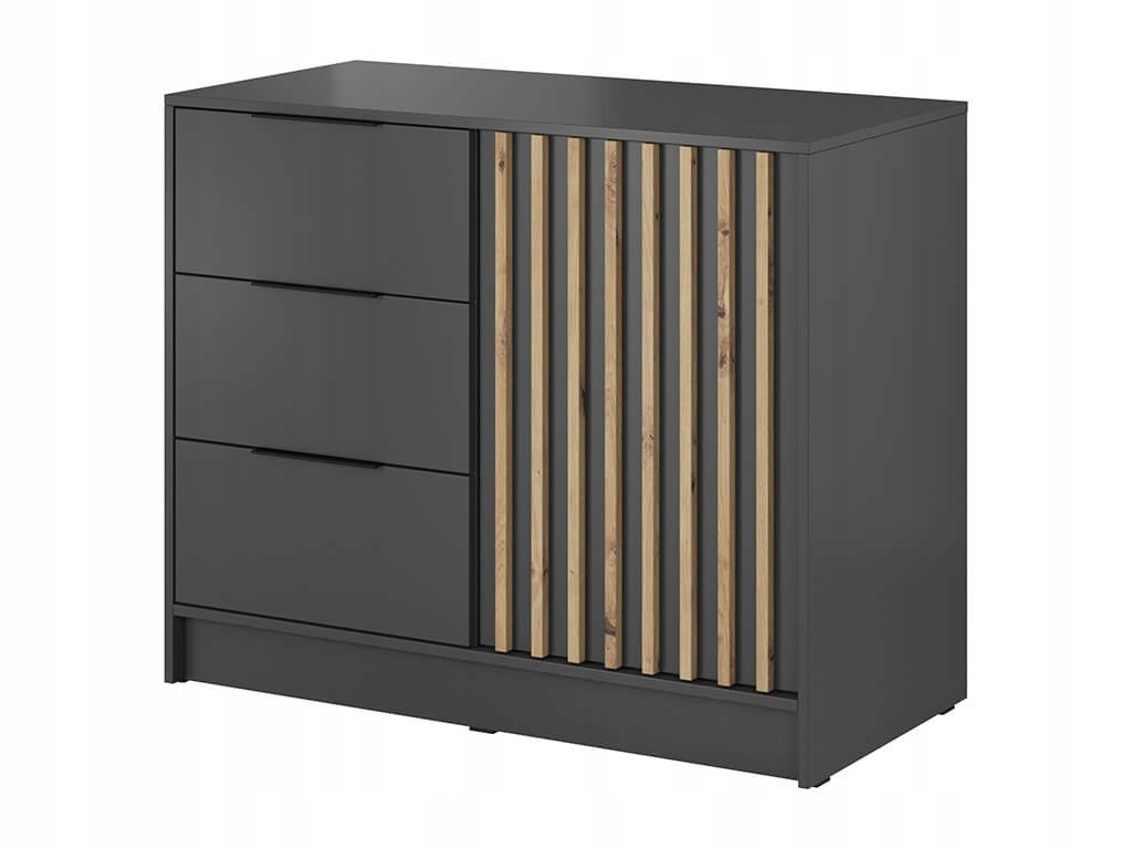 Komoda LETTO 105 lamele grafit szuflady
