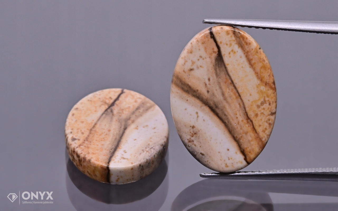 Jaspis Kalahari mělký Pár ovál 18x13 mm