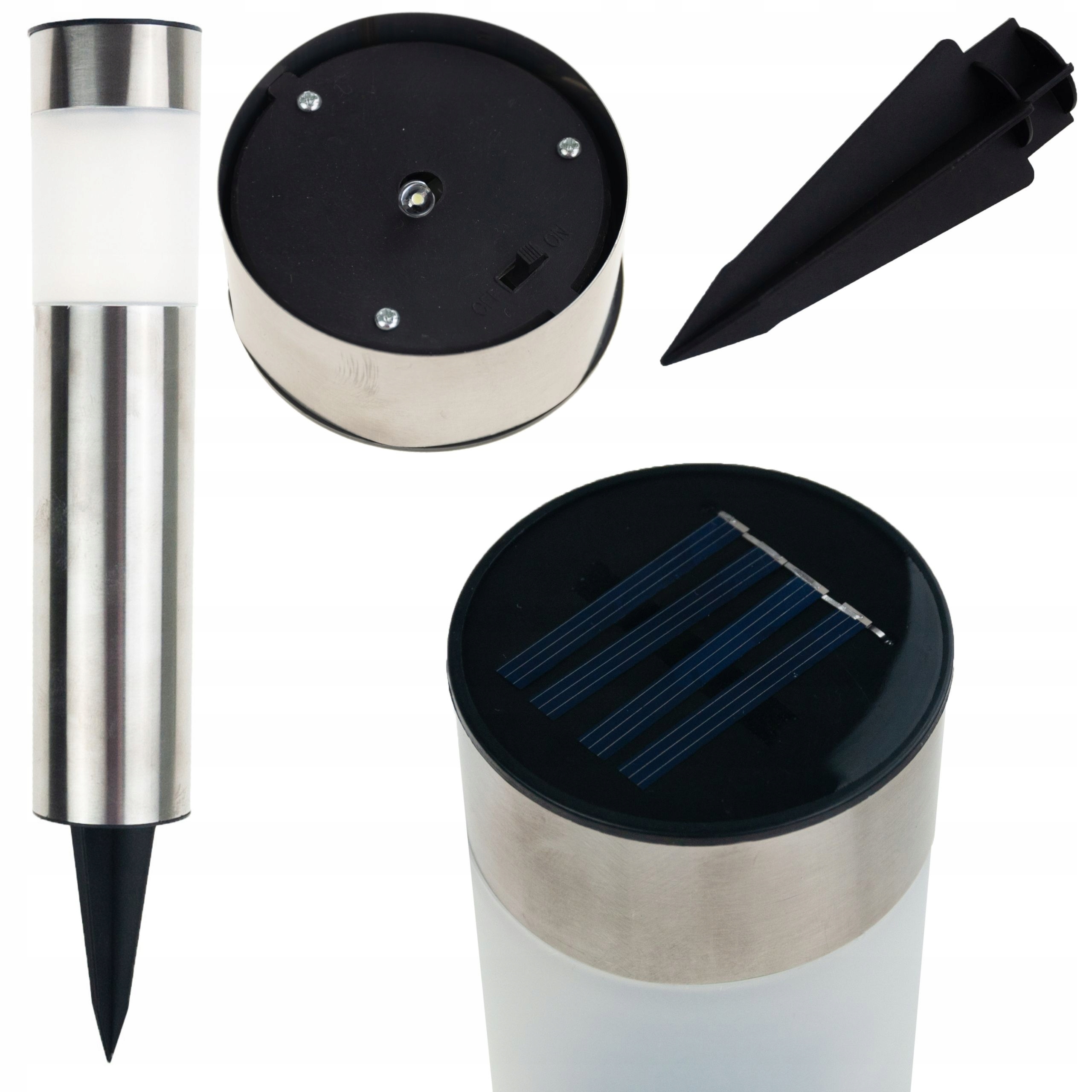 

Lampka solarna Ogrodowa wbijana srebrna inox led