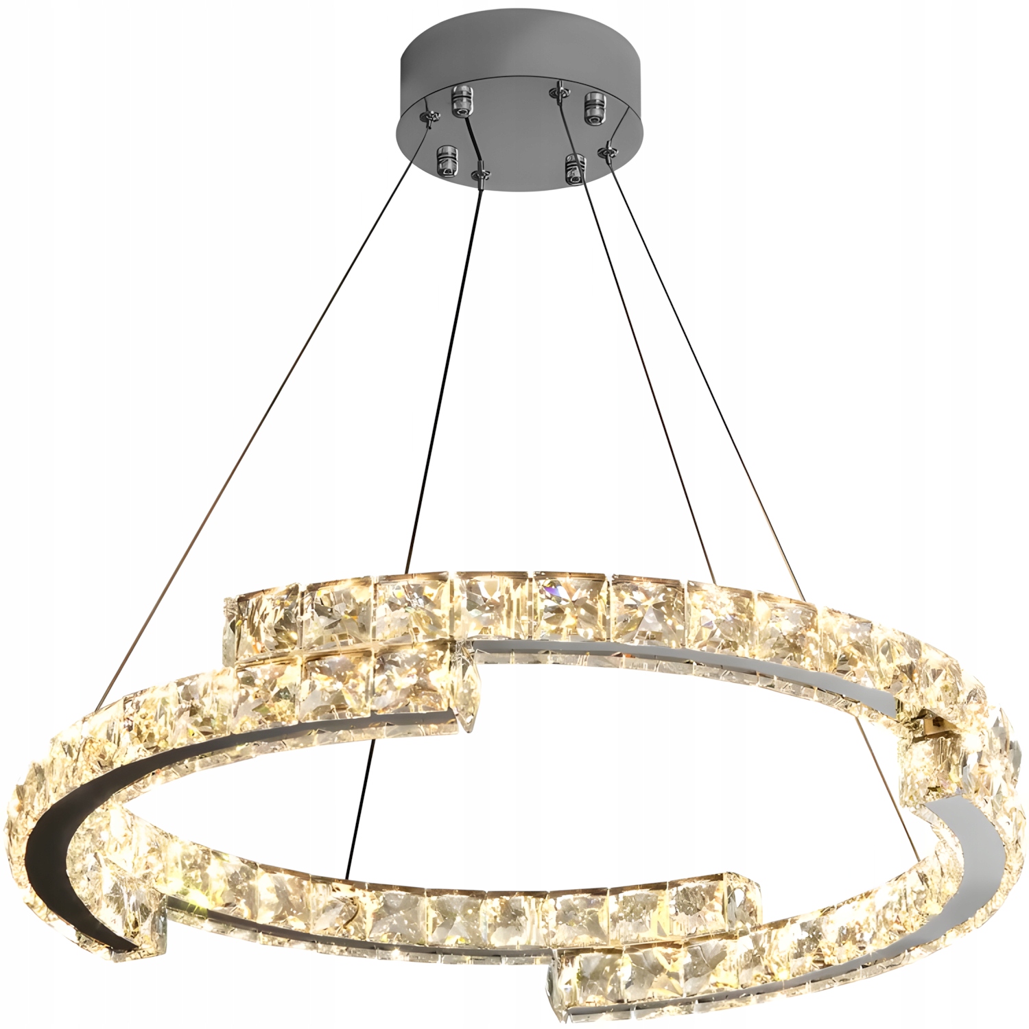 Led Závěsná Stropní Křišťálová Lampa, Chromovaná, Závěsná, Glamour, Velká