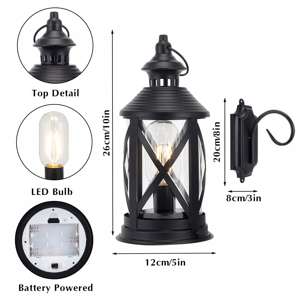 Lampka Stołowa LED Bateryjna Vintage Metalowa Czarna 26cm TRIROCKS — miniatura 7
