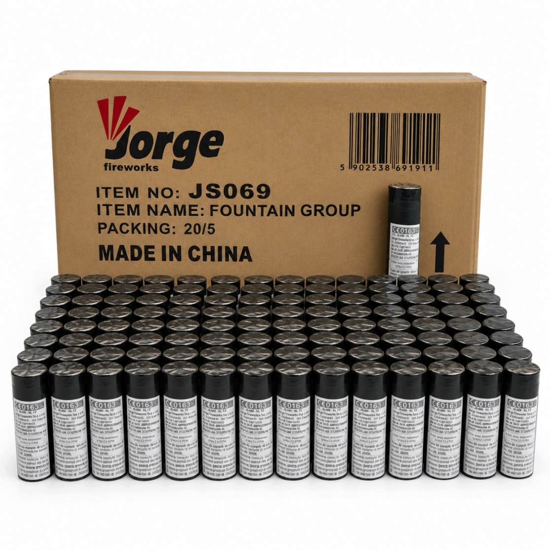 Zestaw 100 sztuk Fontanna iskier JS069 3 metry, 60 sekund