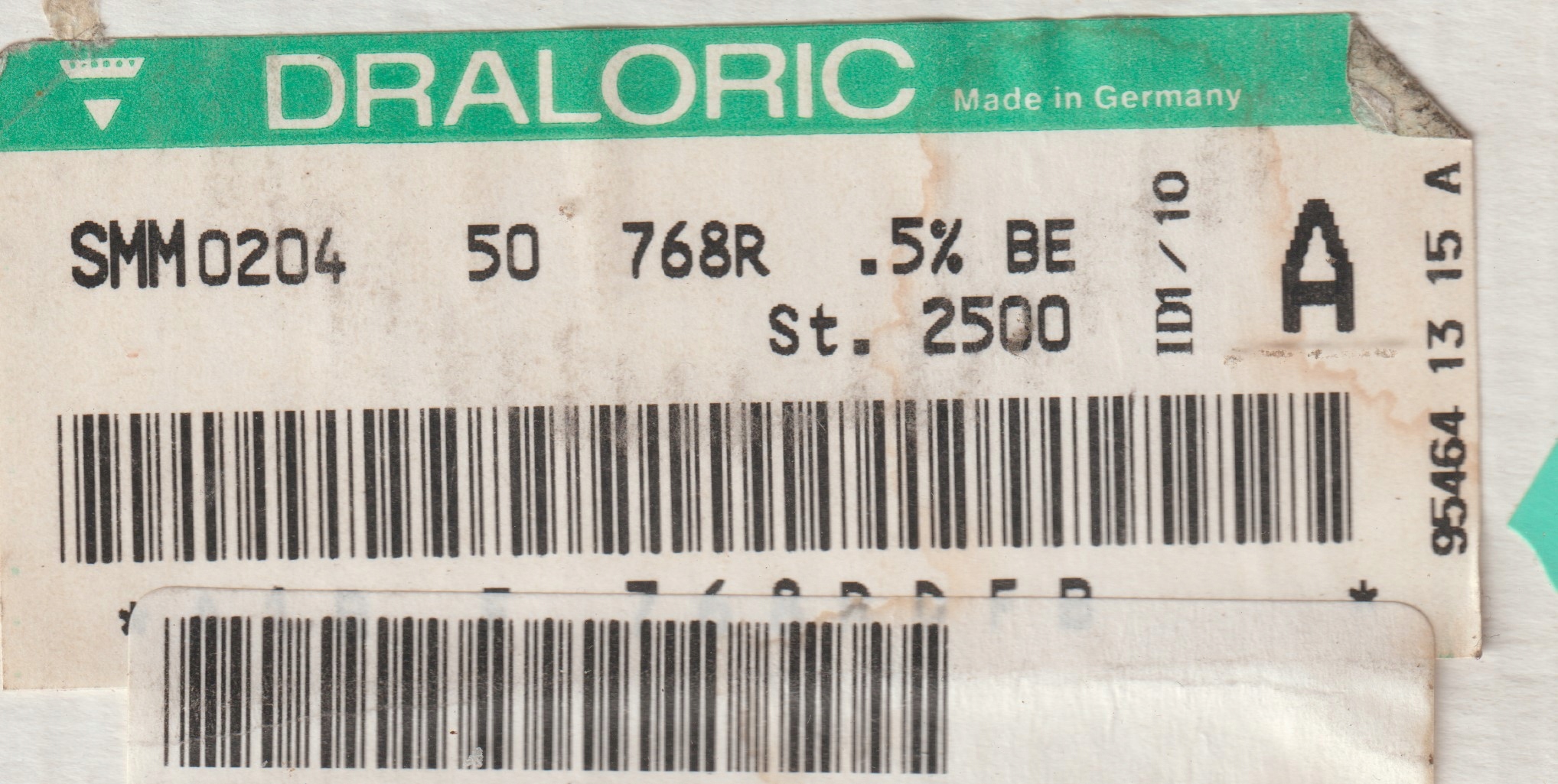 [100szt] 768R 0.5% 50ppm rezystor Smd minimelf SMM0204 Draloric low noise