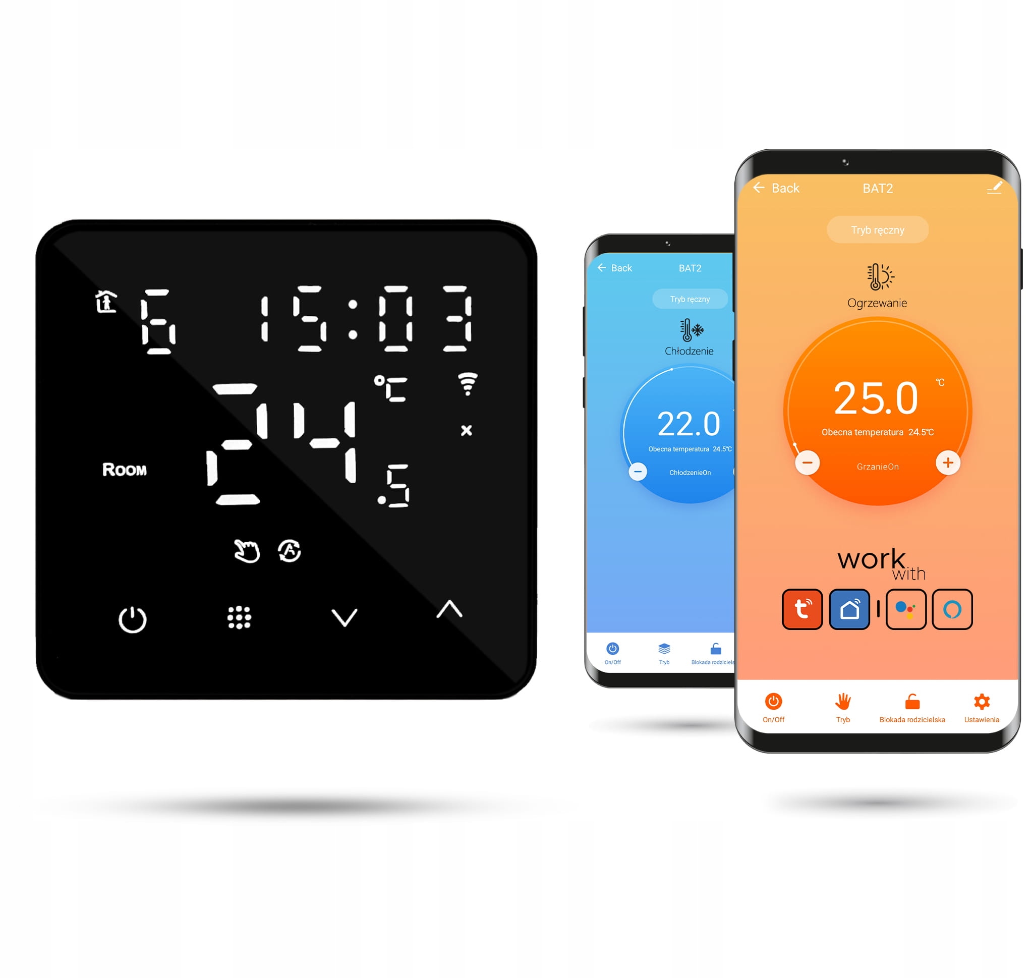 Termostatový izbový regulátor Zigbee Tuya na batérie BAT2 čierny