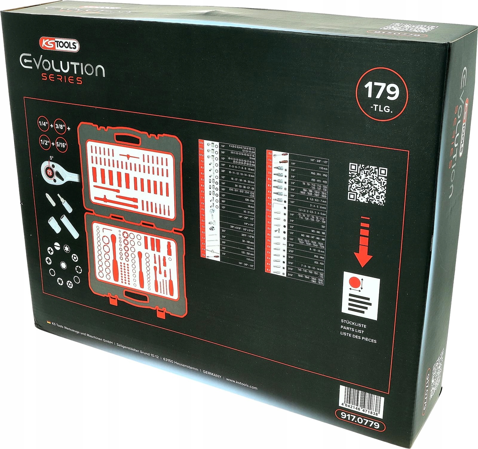 KS TOOLS Zestaw Kluczy Nasadowych 179 Elementów 1/4" 3/8" 1/2" — miniatura 3