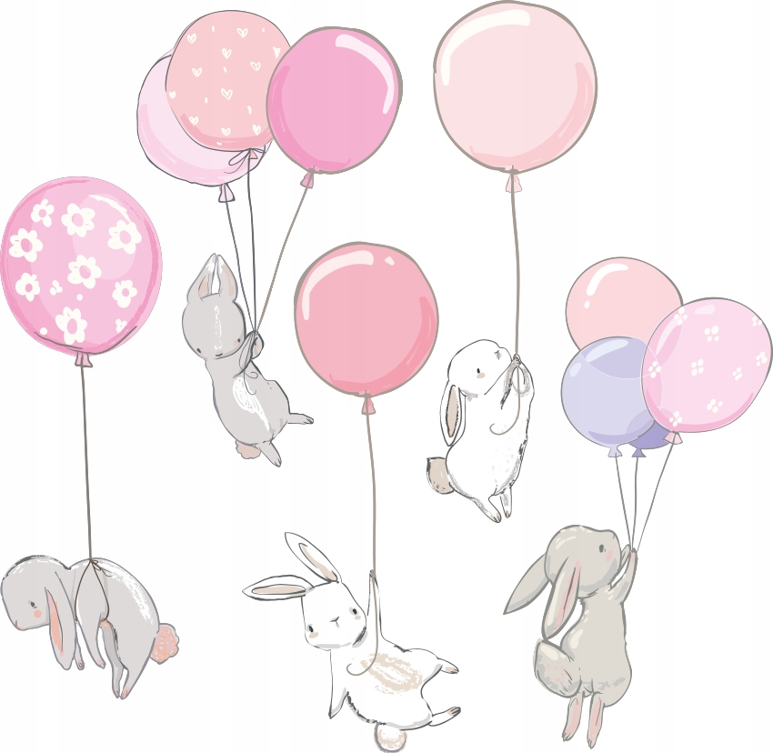 

Naklejki zestaw Króliki balony ścianę dla dzieci M