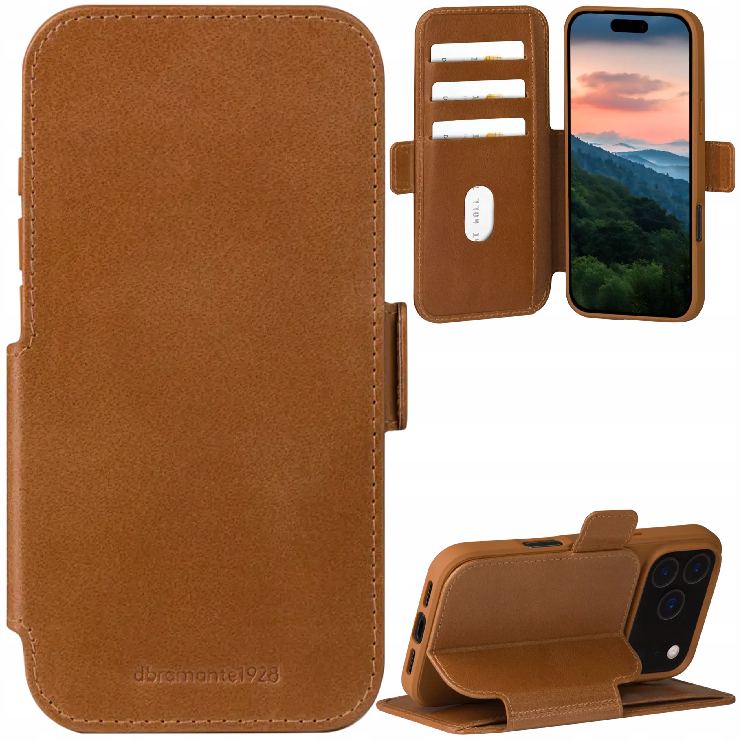 DBRAMANTE1928 Kodaňové pouzdro Pouzdro Kožené pro iPhone 17 Pro Kryt