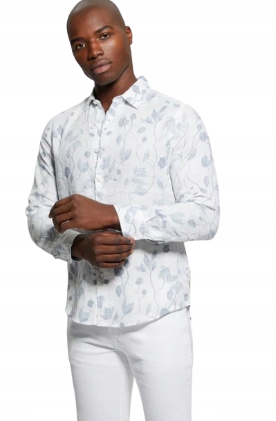Guess Pánská Košile S Dlouhým Rukávem A Květinami, Velikost 2CA