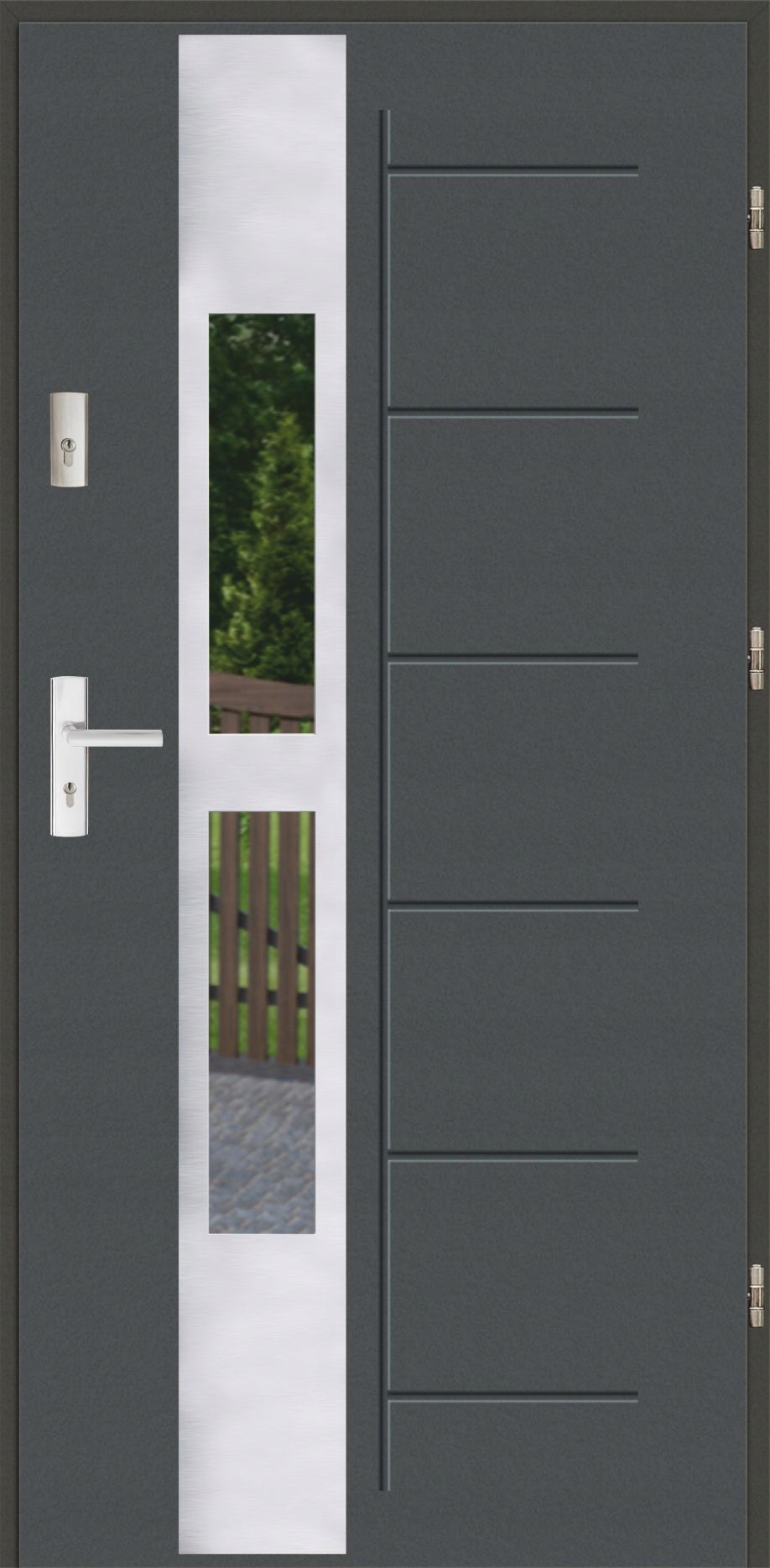 Drzwi Ud 1,2 Lux Plus 72mm Gala 135 Inox Antracyt Prawe 90 do wewnątrz