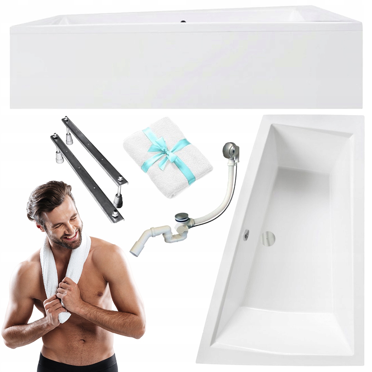 Besco Vana 180x125 Intima Duo pravá s bílým krytem sifon