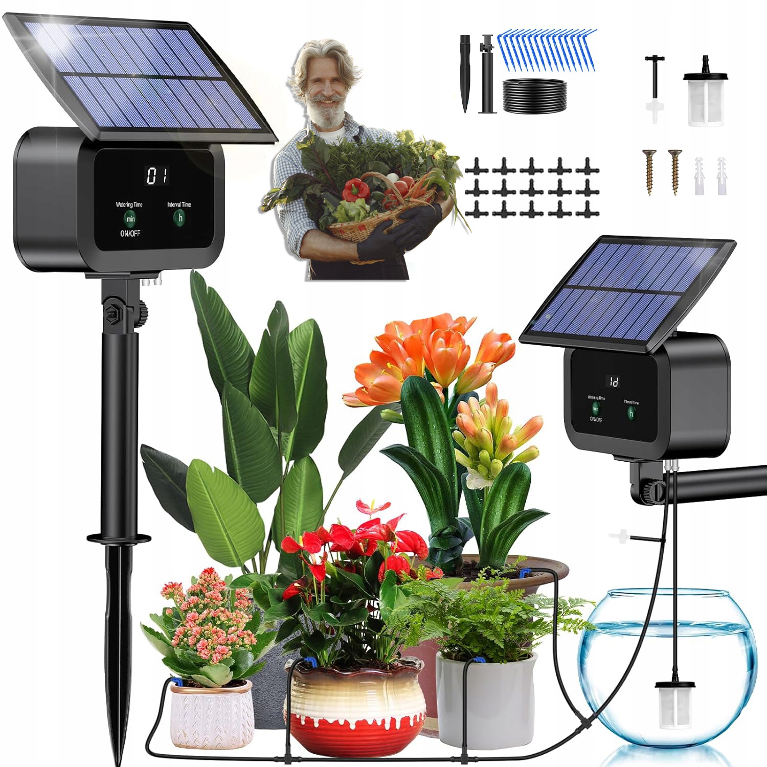 Solární Automatický Zavlažovací Set S Kapkami, Univerzální Systém