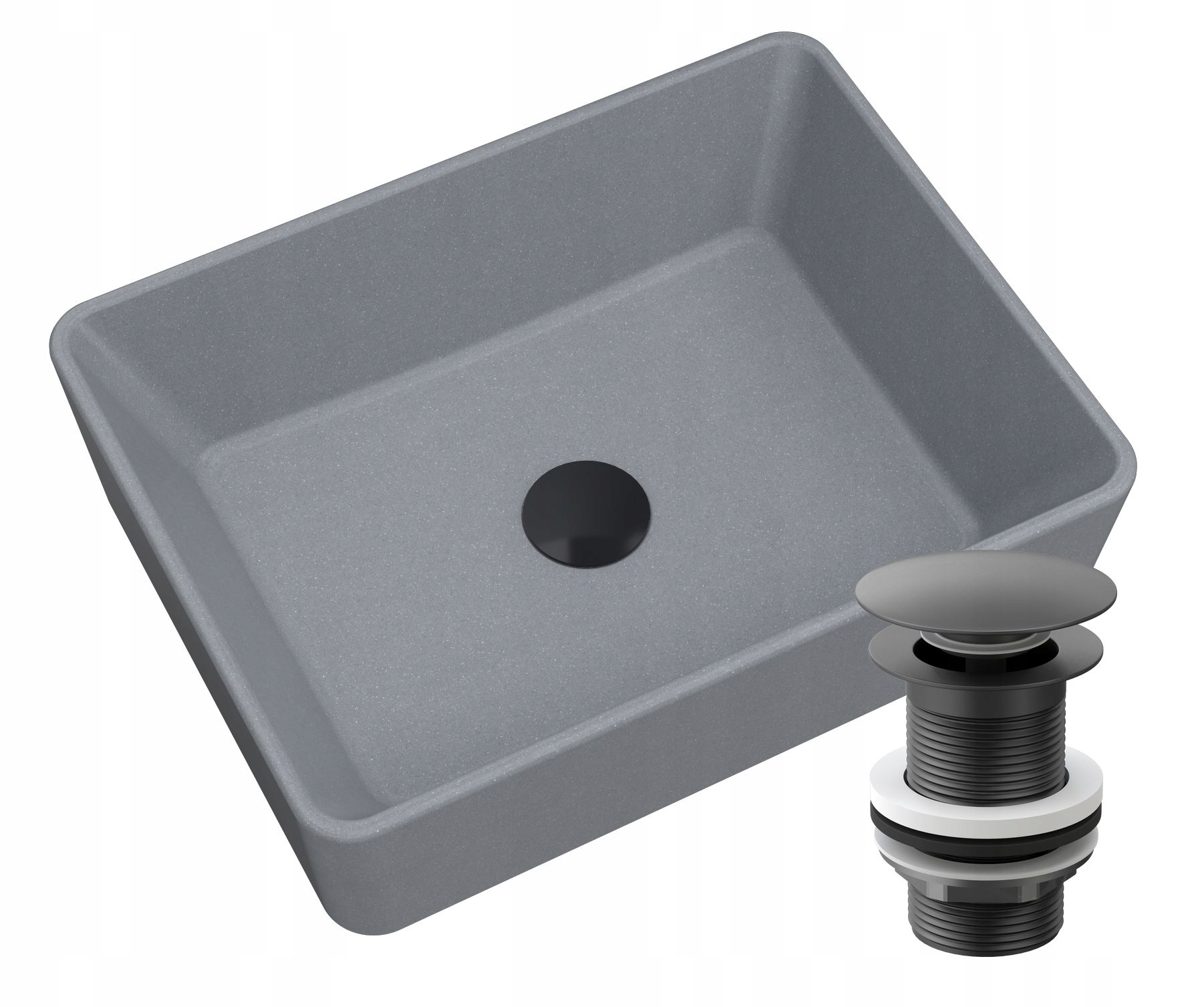 Granitová Umývadlová Doska, Sivá, Čierny Korok