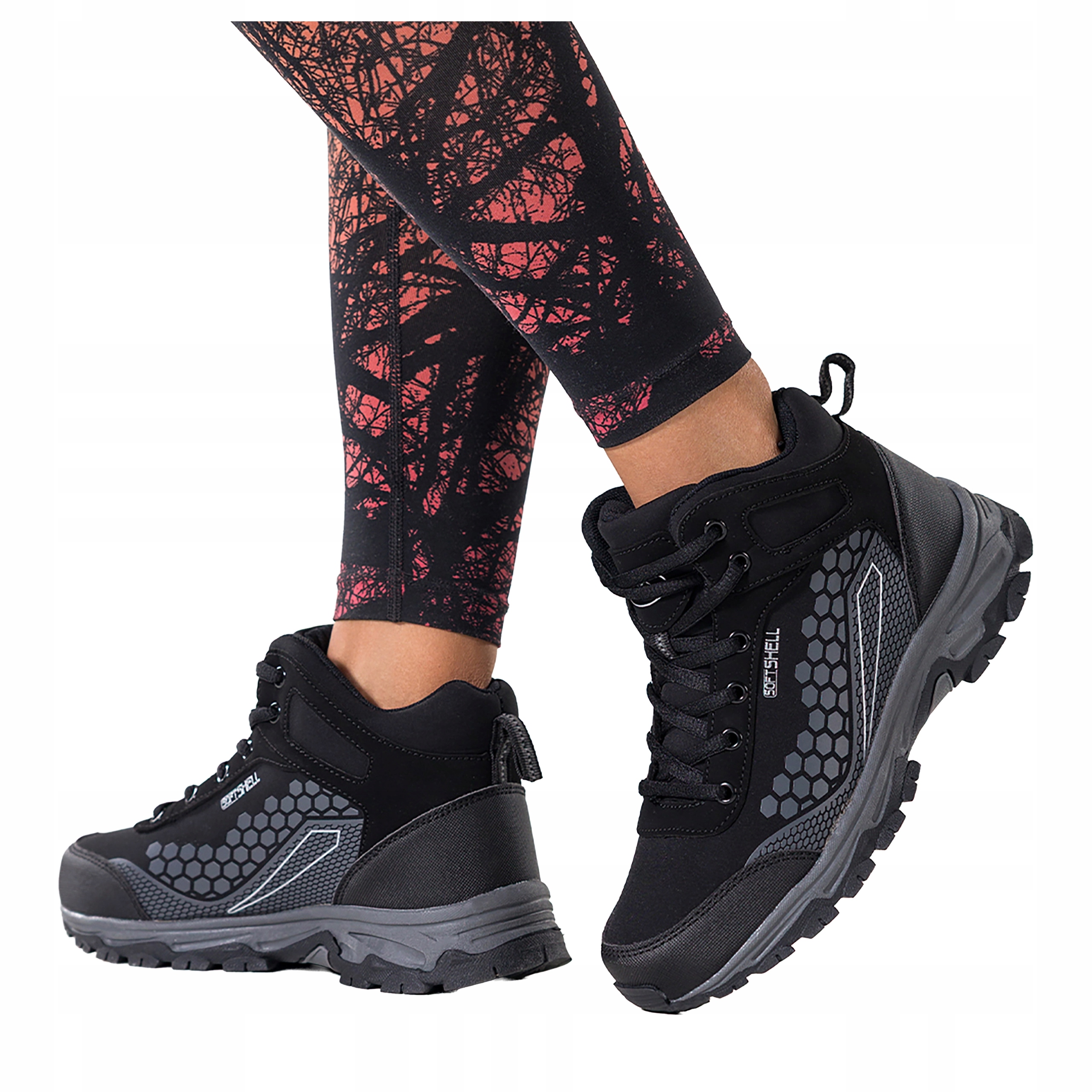 Černé Trekingové Boty Dámské Vysoké Šněrovací Pohodlné Softshellové vel. 41