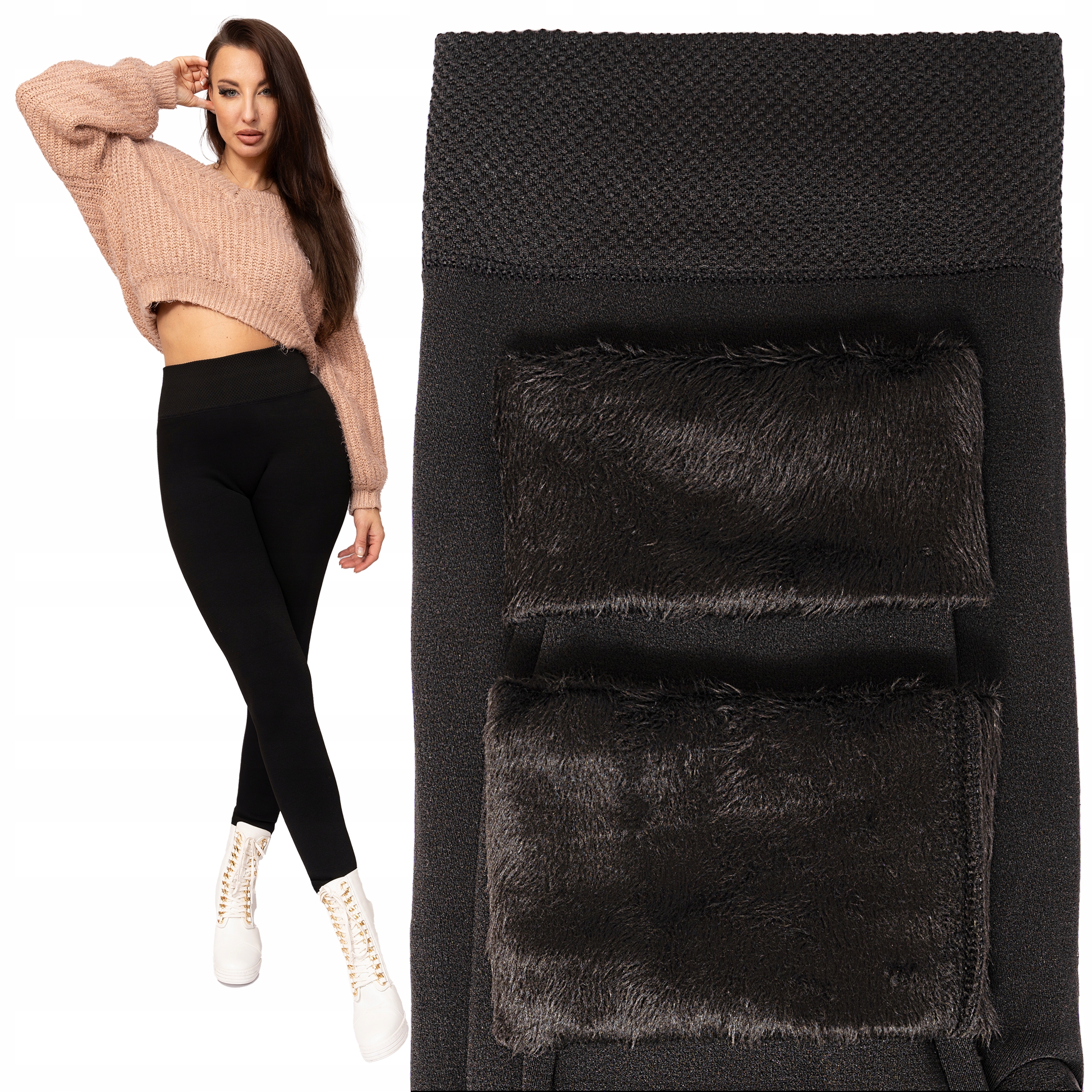 Medinova Legíny Legíny kalhoty Zateplené silnou Kožešinou termo Zimní bambus