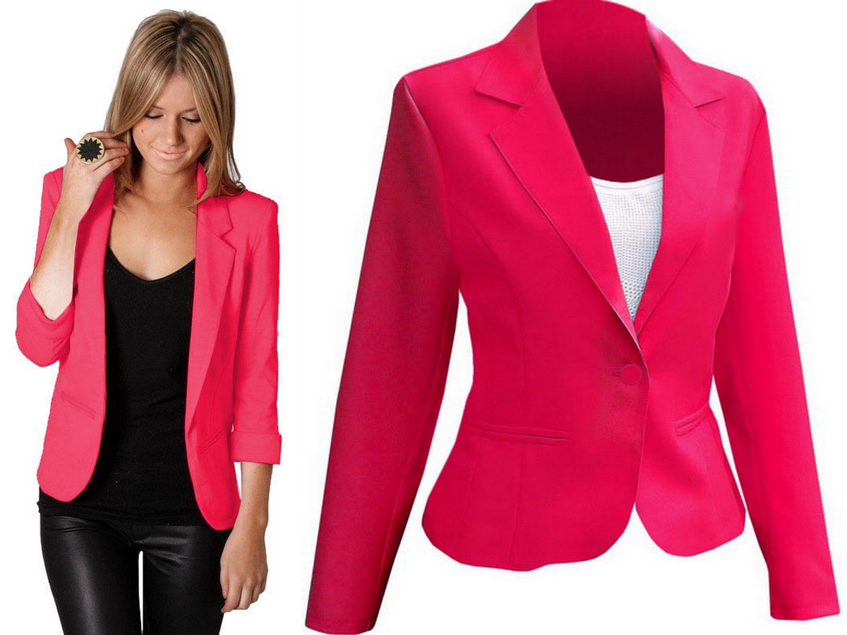 ŻAKIET AMARANT MARYNARKA TALIOWANY MODNY 46