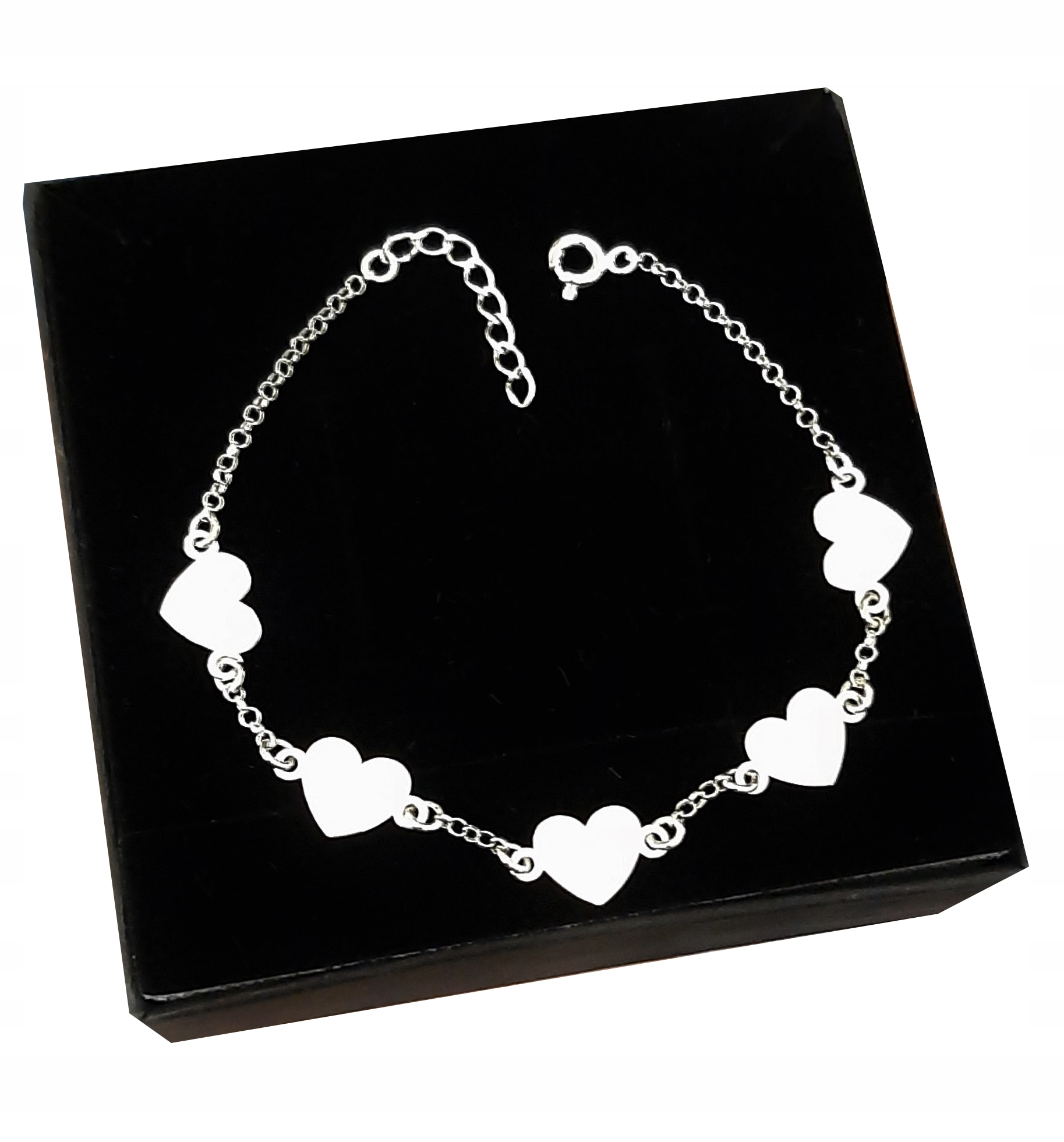 Náramek pět 5 Srdcí Srdce Gravírování Stříbro 925