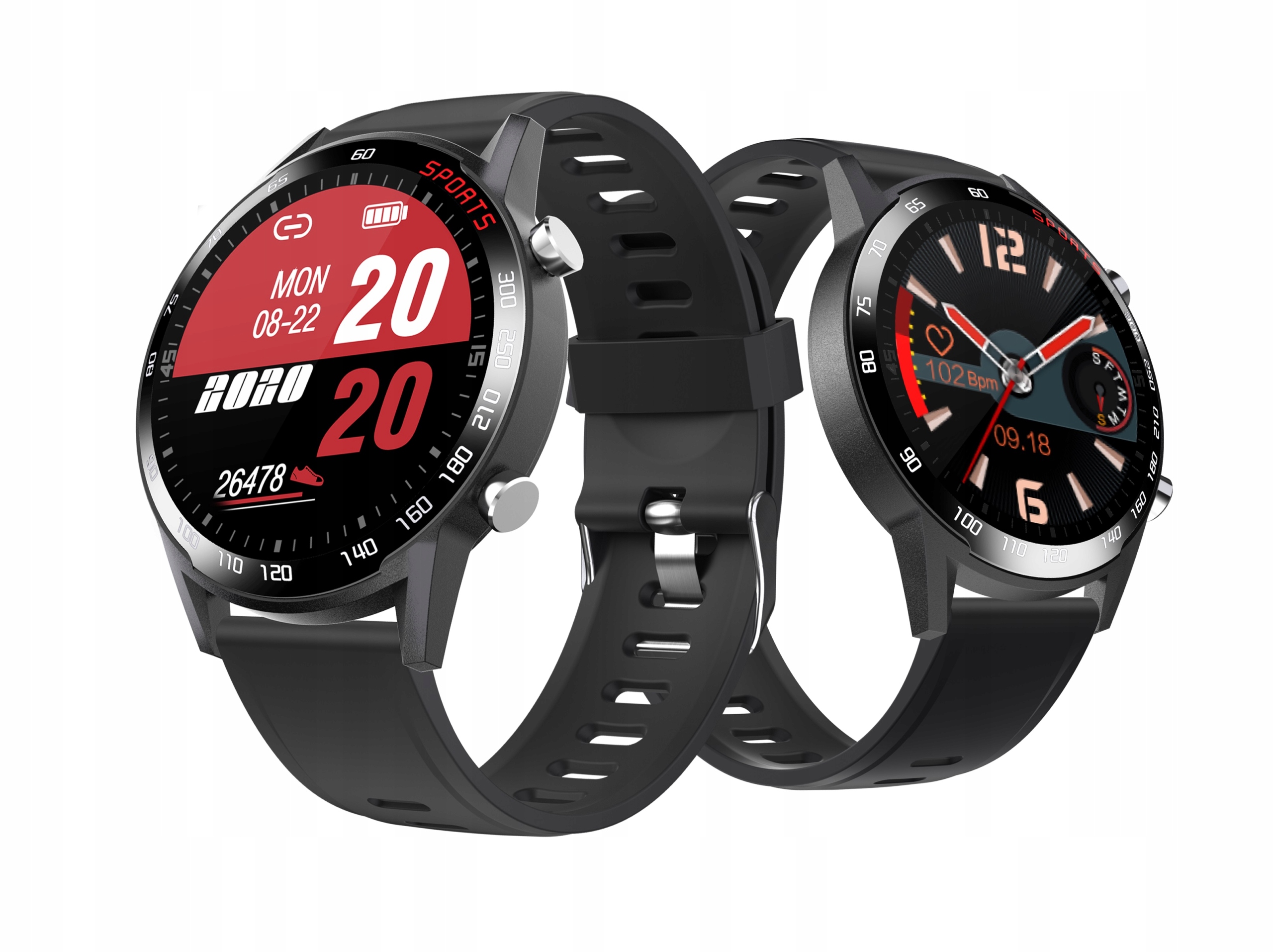 Smartwatch Bemi Racer Szary (Gun Gray) Kształt koperty okrągła