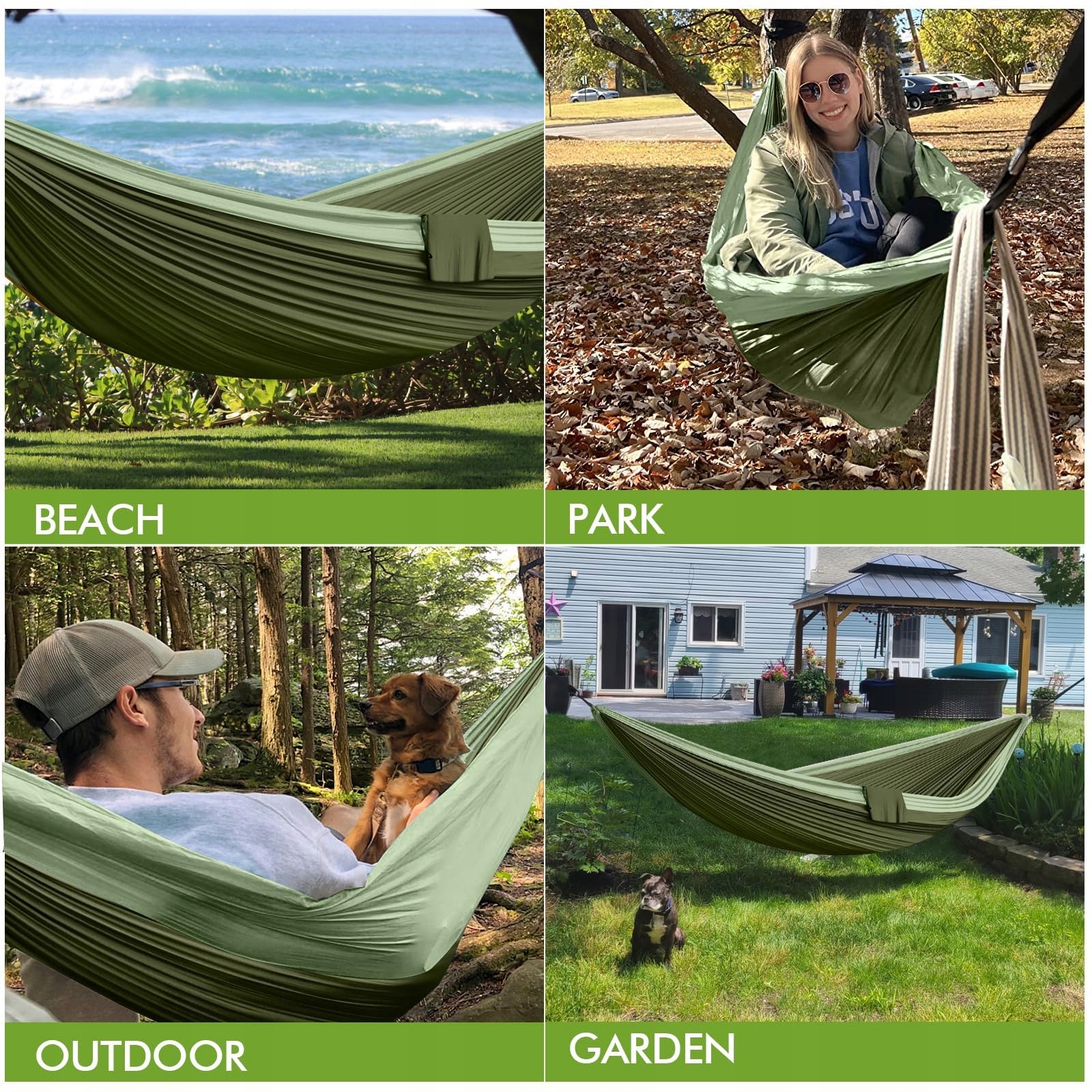 ULTRALEICHT HAMMOCK DLA 2 OSÓB NYLON 300x200cm DO 300kg CAMPING OGRÓD PLAŻA — miniatura 4
