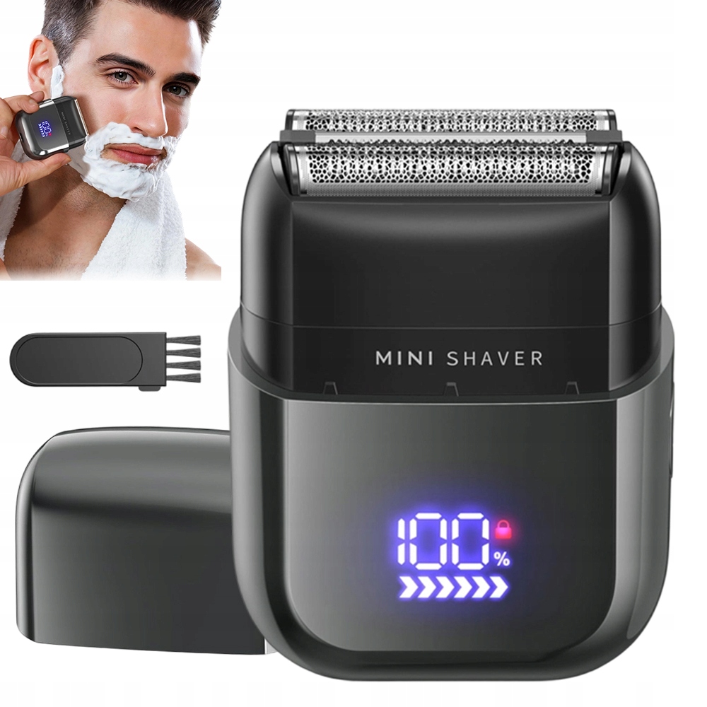 IPX7 Voděodolný Holicí Strojek S 3 Plovoucími Čepelemi Led Display Černý