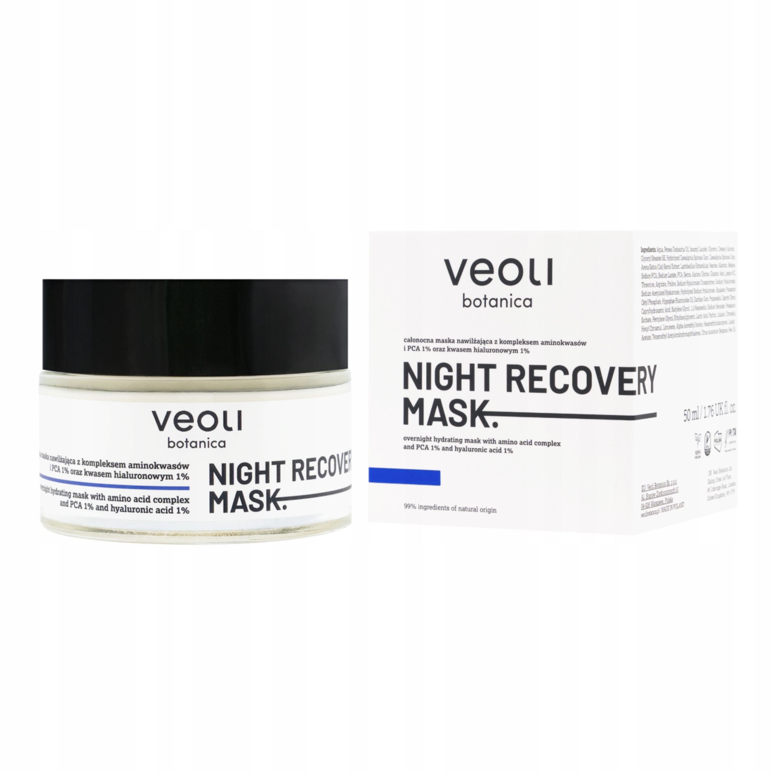 Maska do twarzy Veoli Botanica Night recovery nawilżająca 50 ml