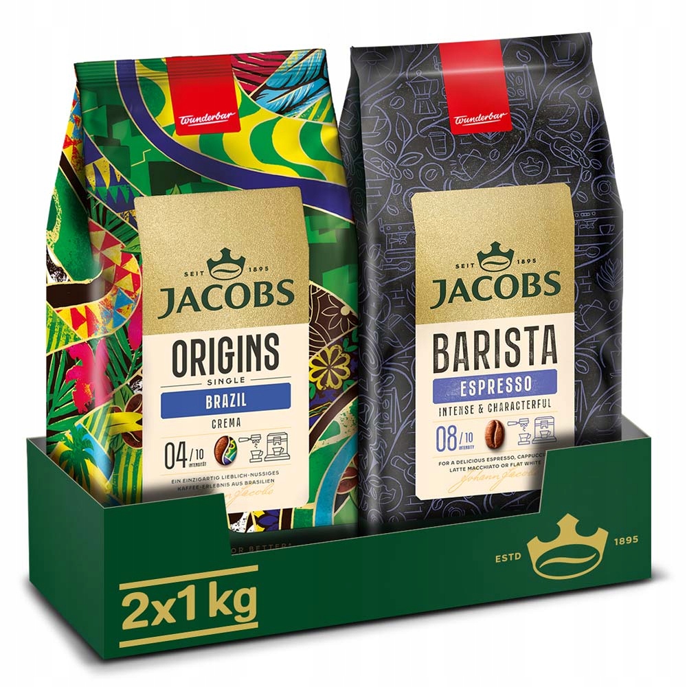 Kawa ziarnista Jacobs Mix Origins Single Brazil 1kg, Barista Espresso 1kg