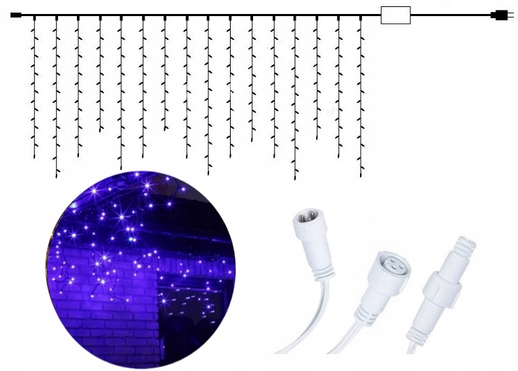 

Lampki Choinkowe Sople 200 Led Kurtyna Zewnętrzne