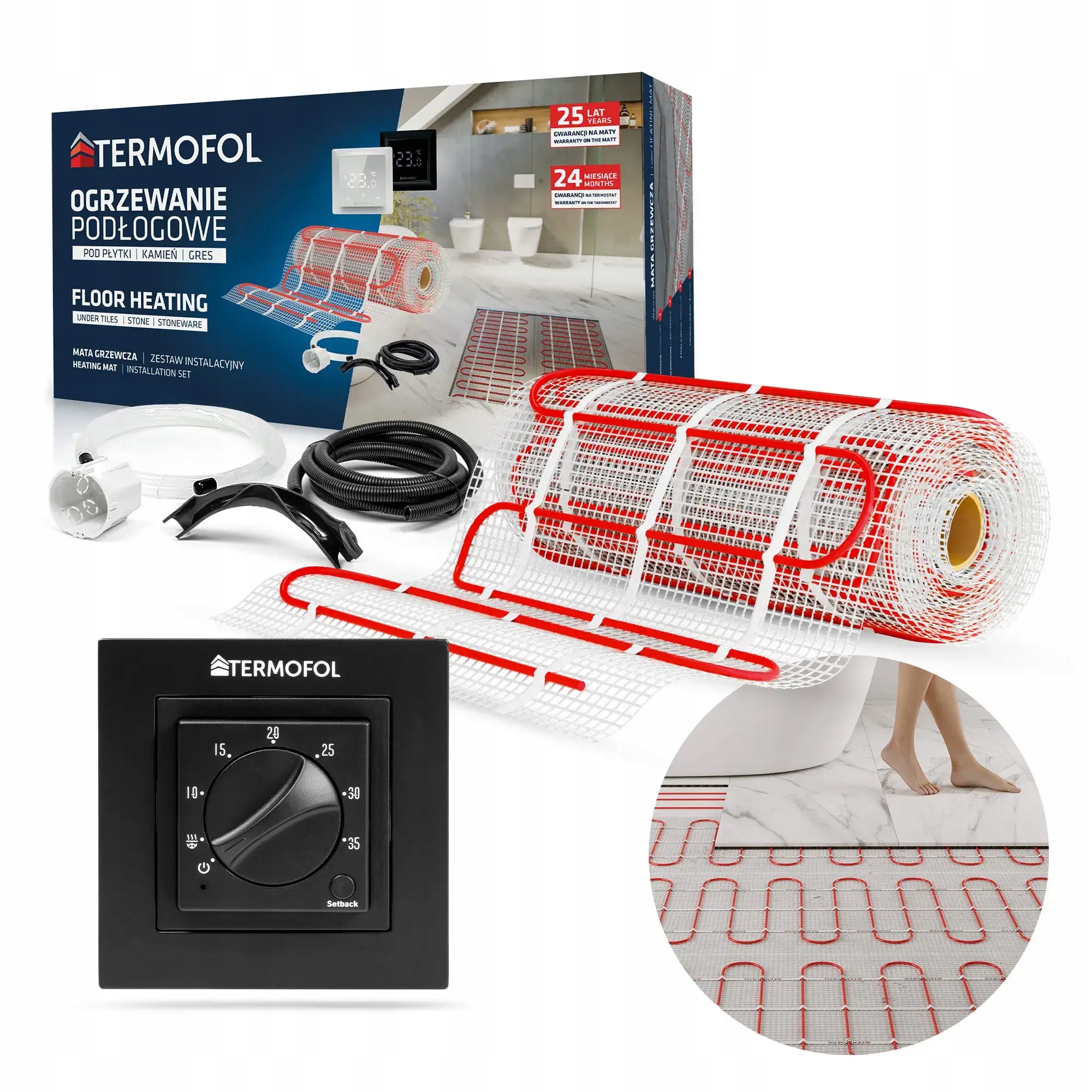 Vykurovacia Podložka Set s plochou 15 m2 150 W/m2 TFH3 Black