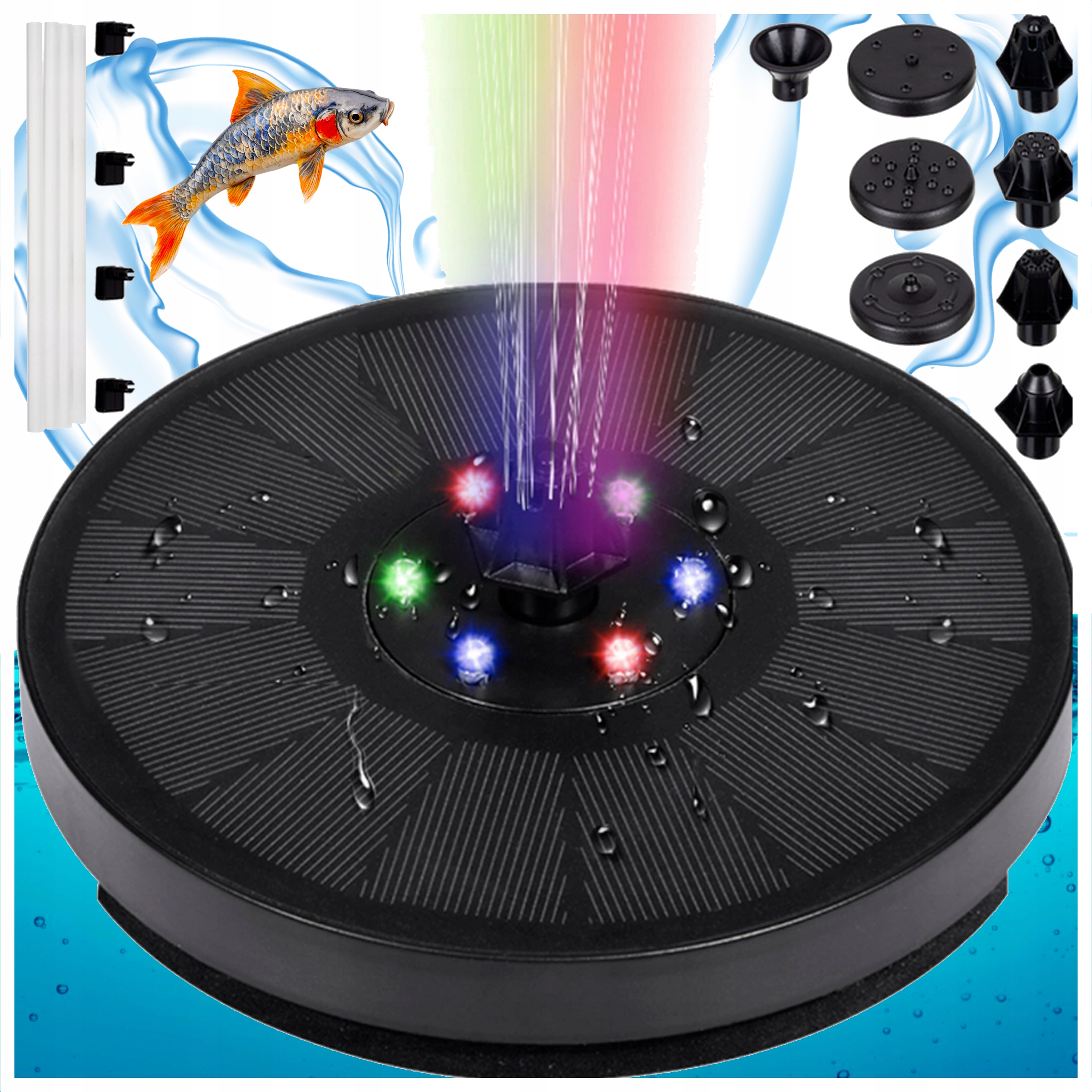 Fontanna Solarna Do Oczka Wodnego Ogrodowa Pompa Pływająca Led do Ogrodu