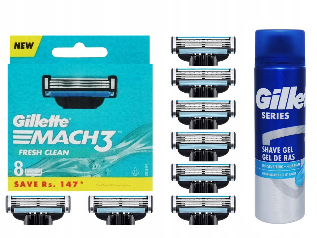 Vložky Do Strojku Gillette Mach 3 Nože Čepele Do Strojku MACH3 x8 Gel