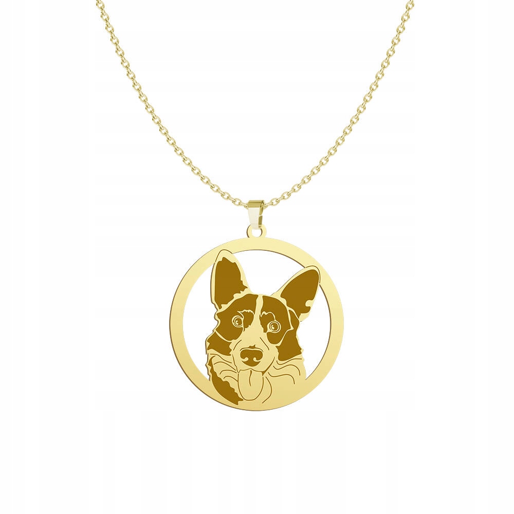 Zlatý náhrdelník z Welsh Corgi Cardigan Stříbro 925 Šperky Gravírování Bonus