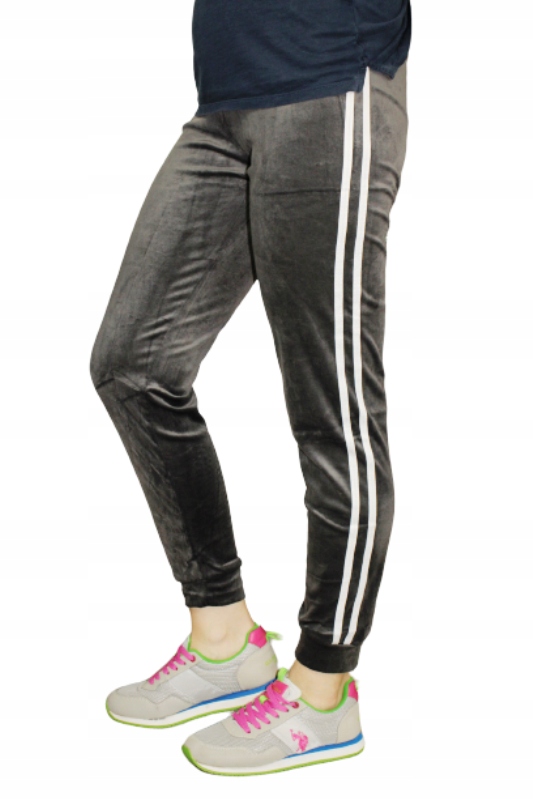 WYGODNE WELUROWE SPODNIE * WYPRZEDAŻ * DRESOWE DAMSKIE 2 PASKI ROZMIAR 3XL Rozmiar 3XL