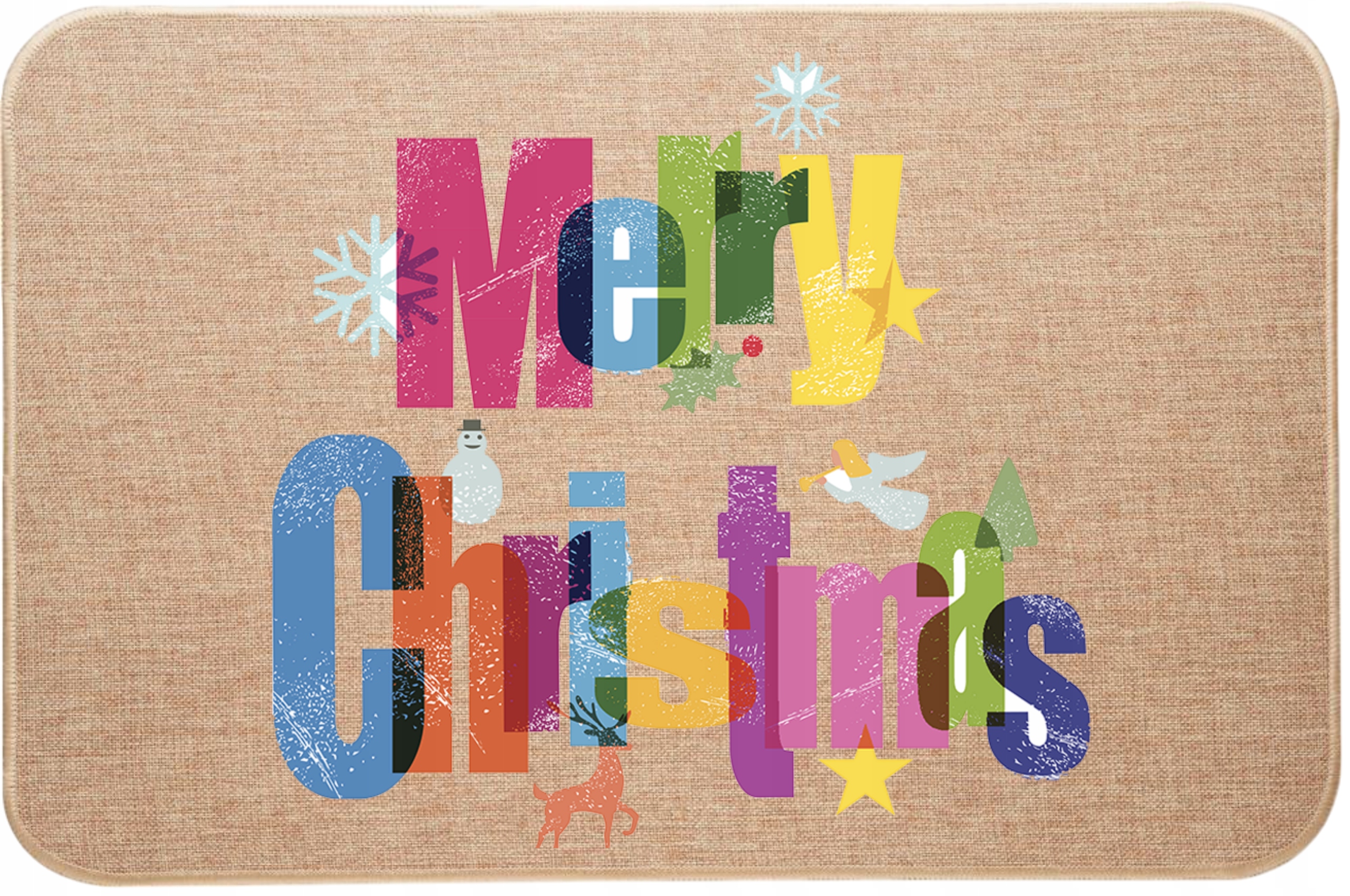 Vánoční lněná rohožka Merry Christmas barevný Dárek