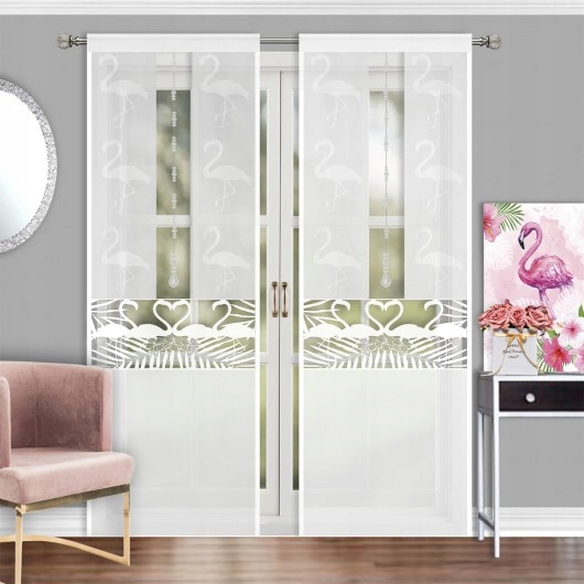 Firana panel haftowany flaming 250x60 cm biały Typ panel ekranowy
