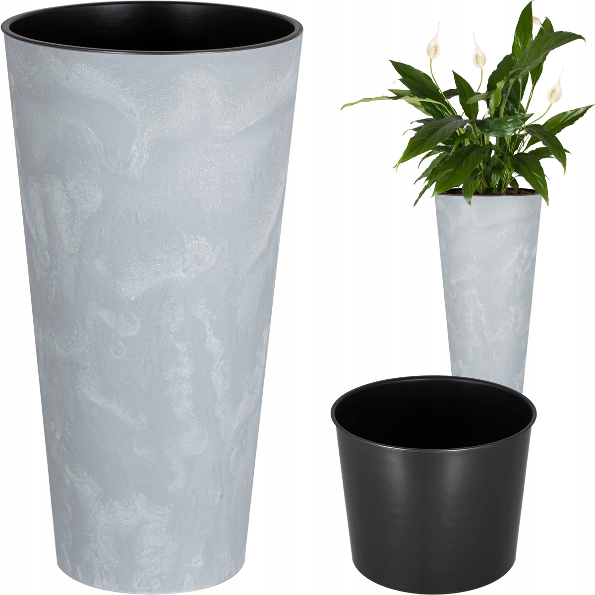 Doniczka wysoka Effect Tubus DTUS300E + wkład | Beton — 17