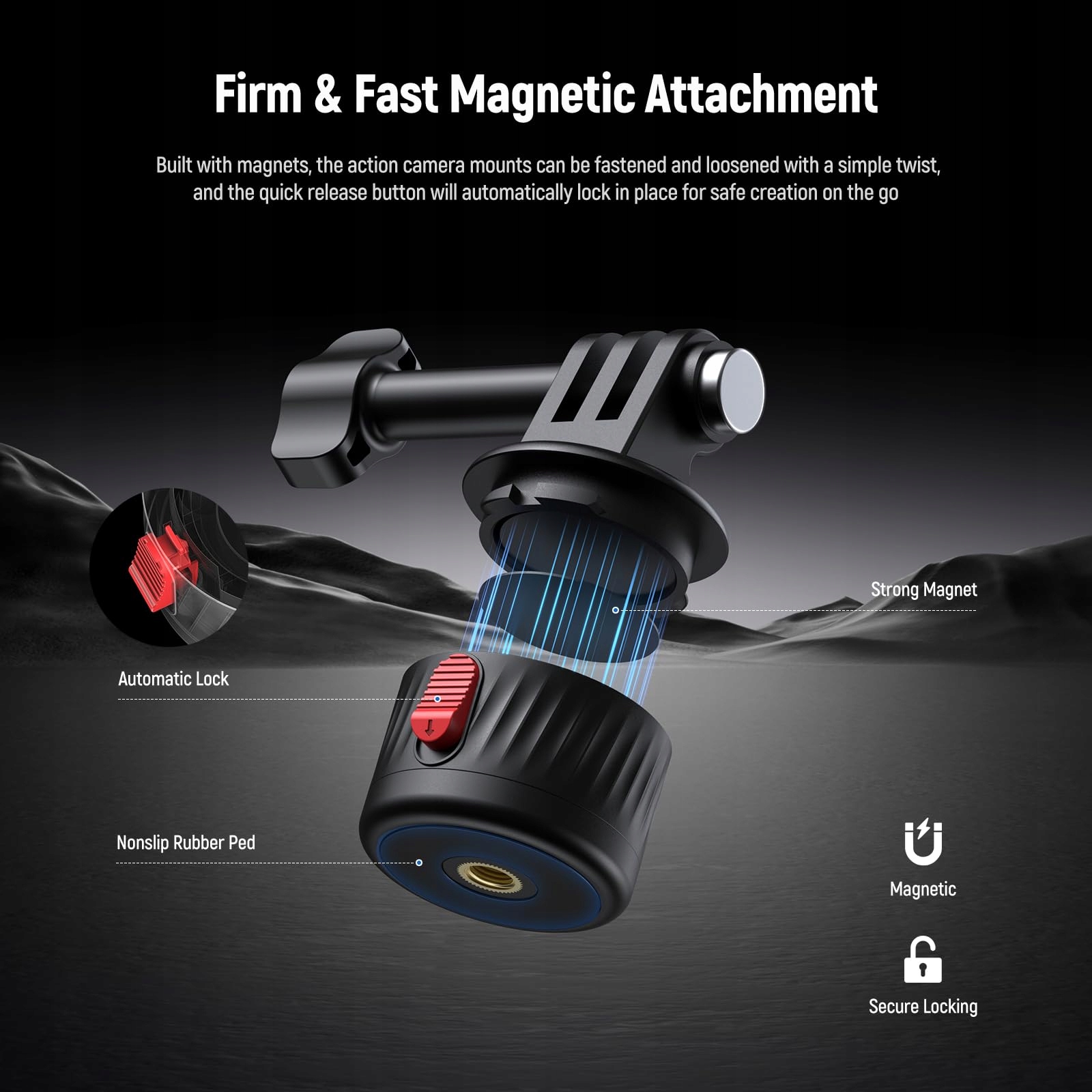 Uchwyt Magnetyczny Quick Release Do Kamer Sportowych GoPro GP-24 NEEWER — miniatura 3