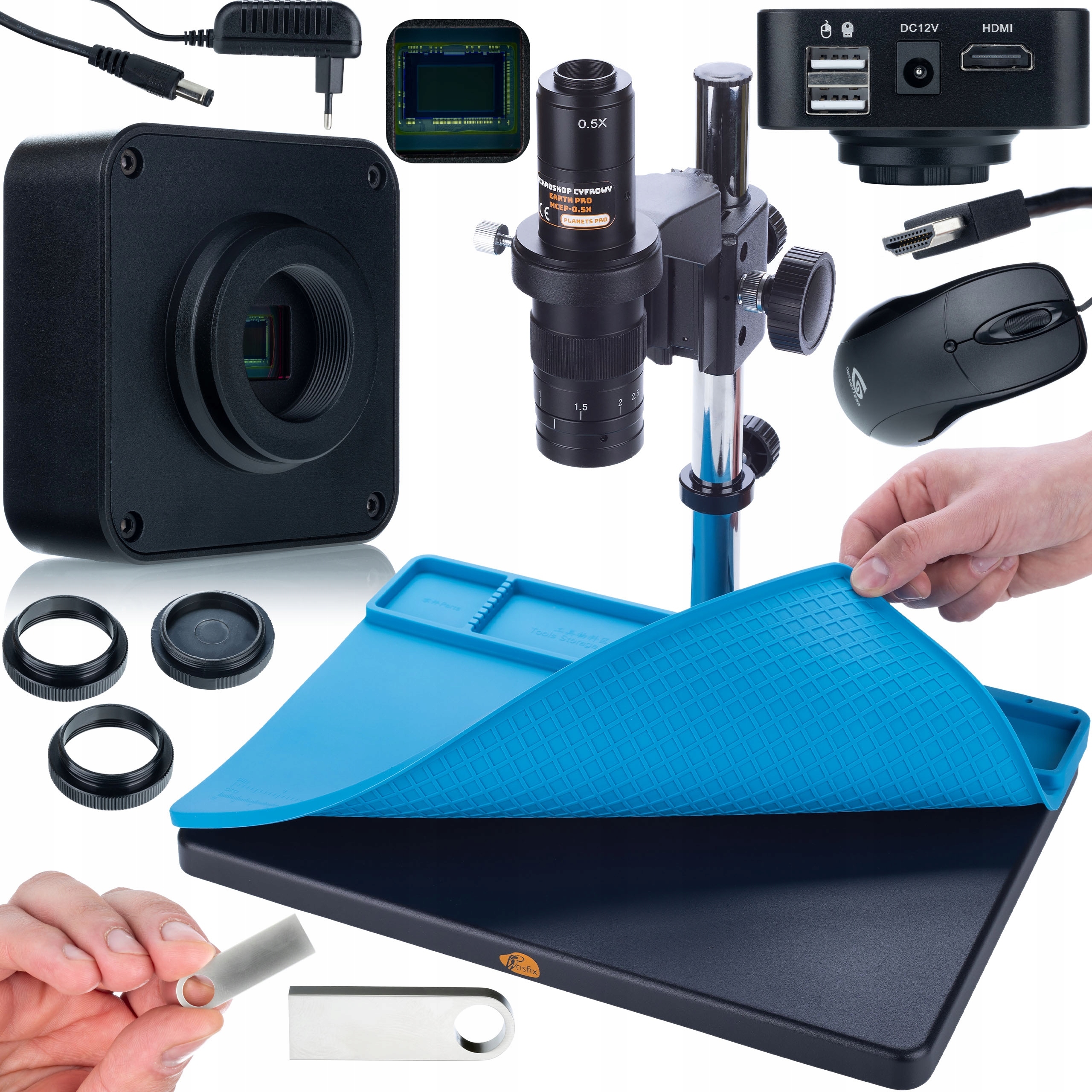 Digitální Mikroskop Pájení Klenotnictví Kamera 16MPIX Velká Silikonová Podložka
